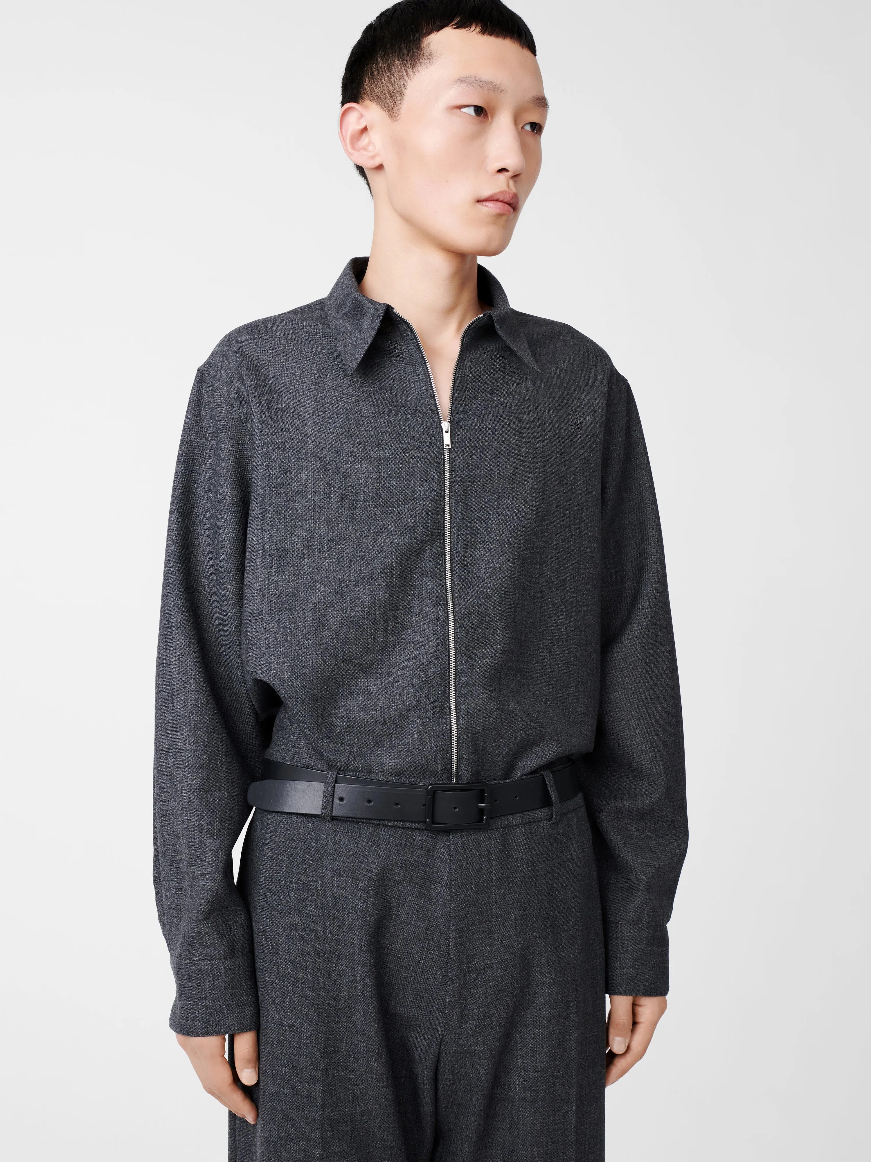 Axia Tropical Wool Shirt in Tarmac Grey sold by Studio Nicholson product image thumbnail 3