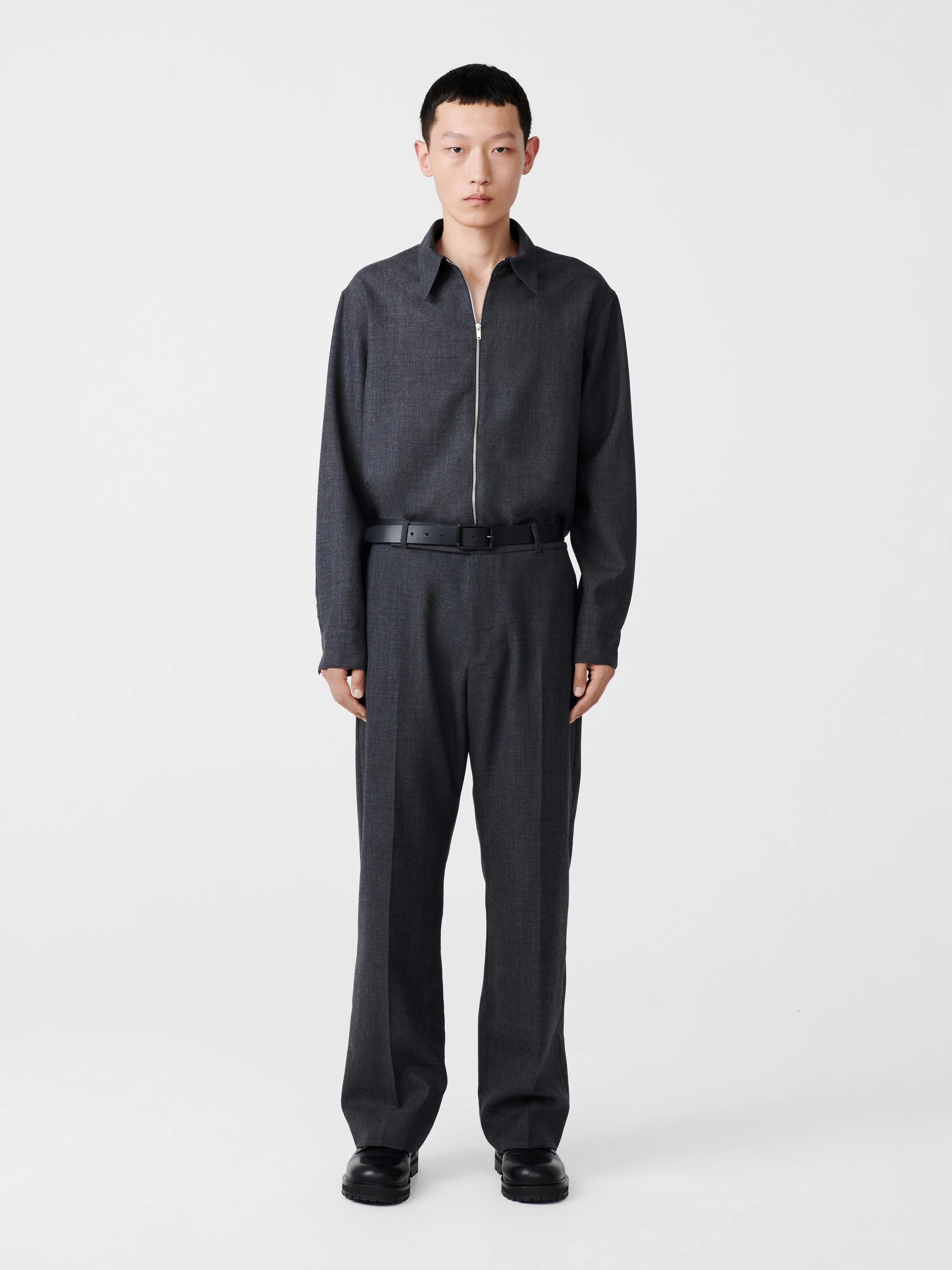 Axia Tropical Wool Shirt in Tarmac Grey sold by Studio Nicholson