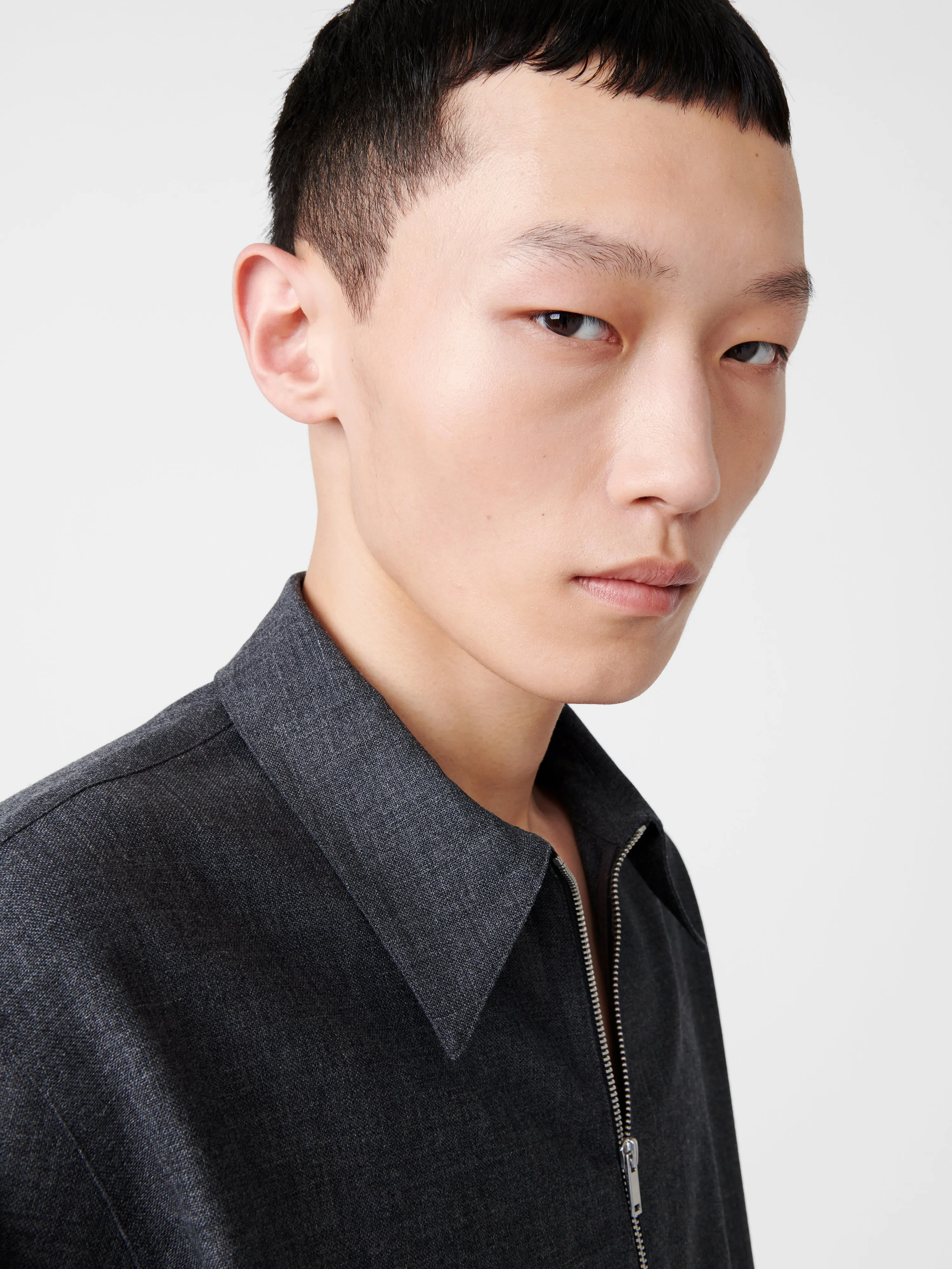 Axia Tropical Wool Shirt in Tarmac Grey sold by Studio Nicholson product image thumbnail 2