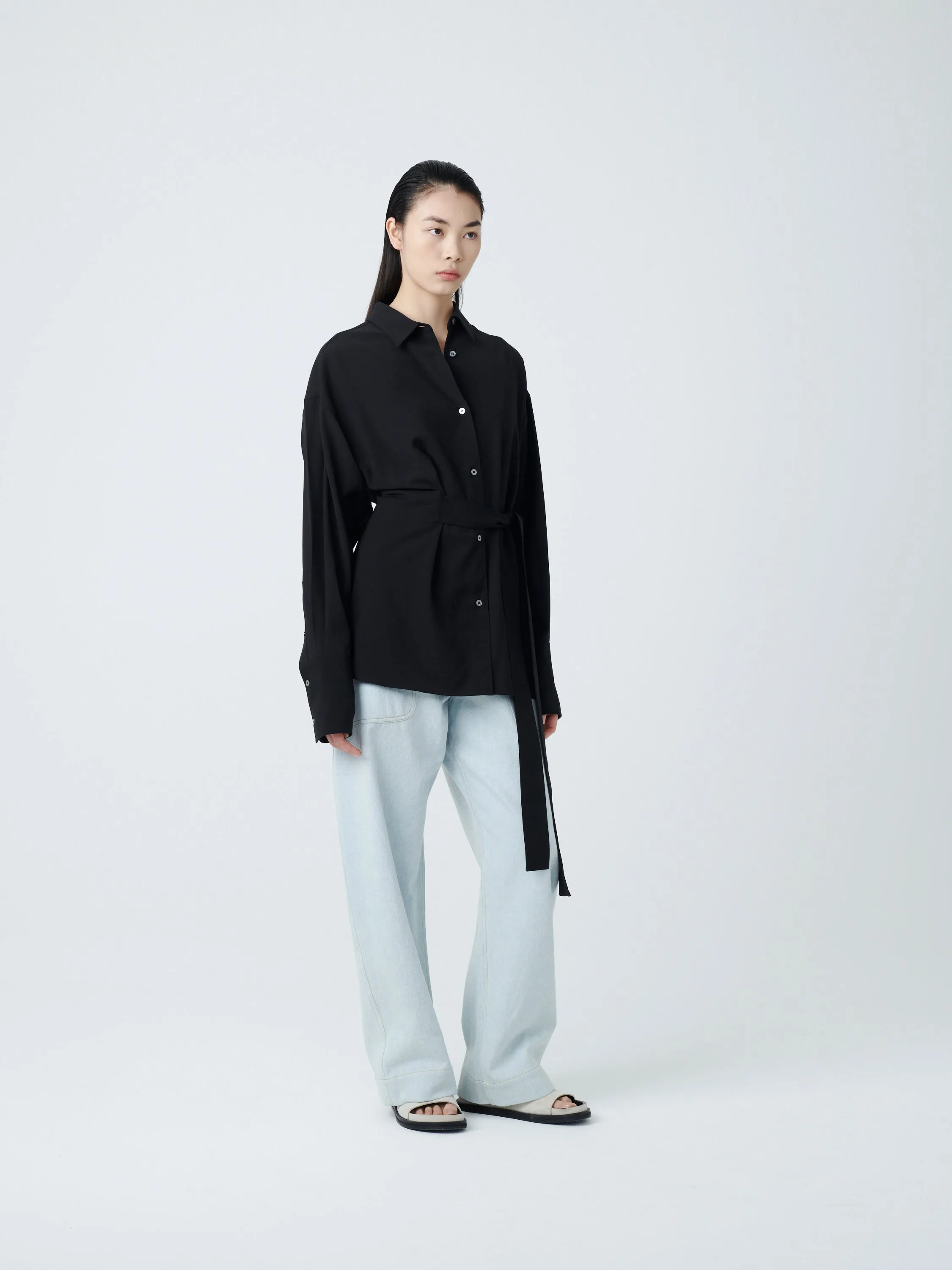 Condell Crepe Shirt in Black sold by Studio Nicholson product image thumbnail 2