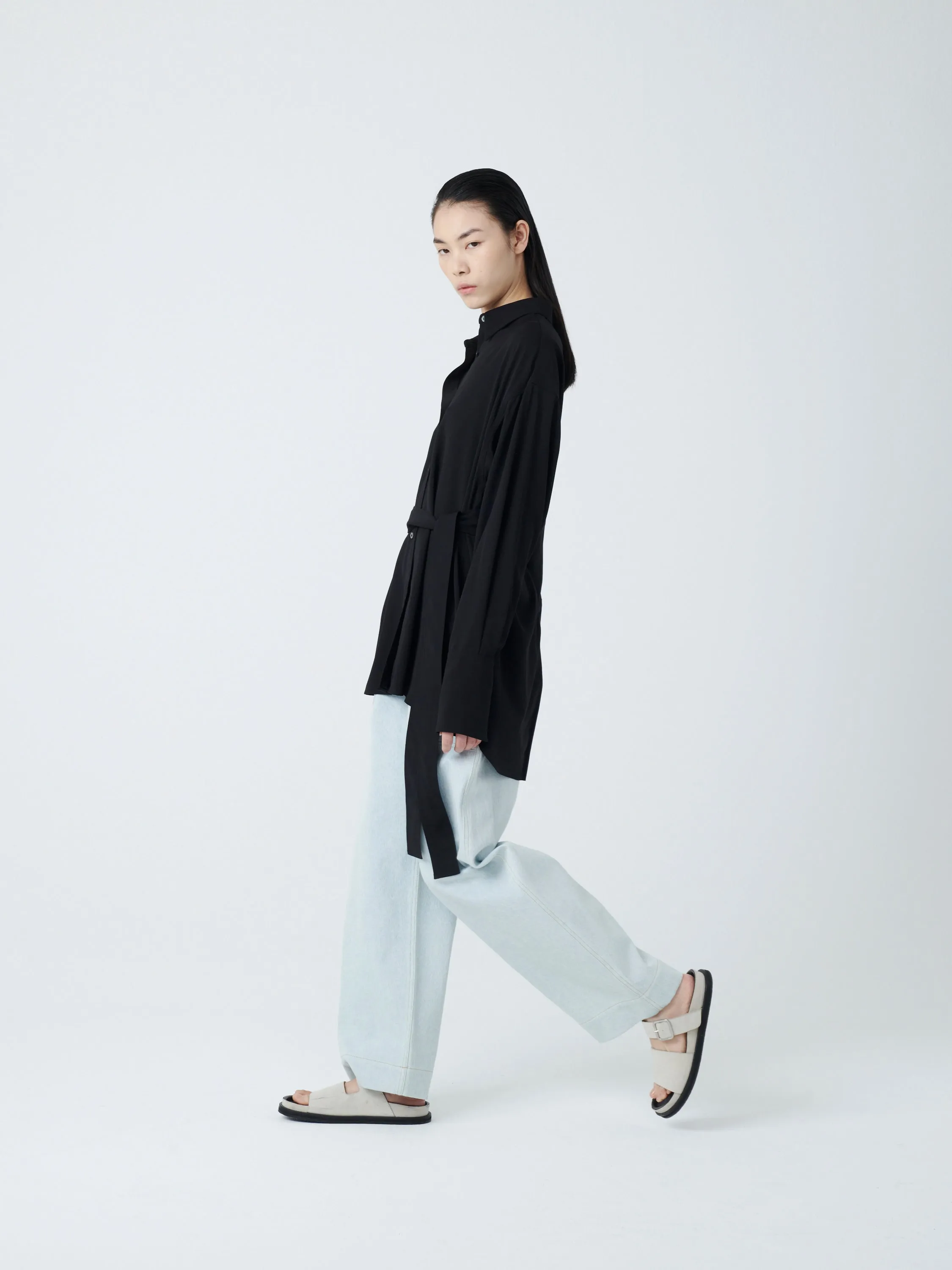 Condell Crepe Shirt in Black sold by Studio Nicholson product image thumbnail 4