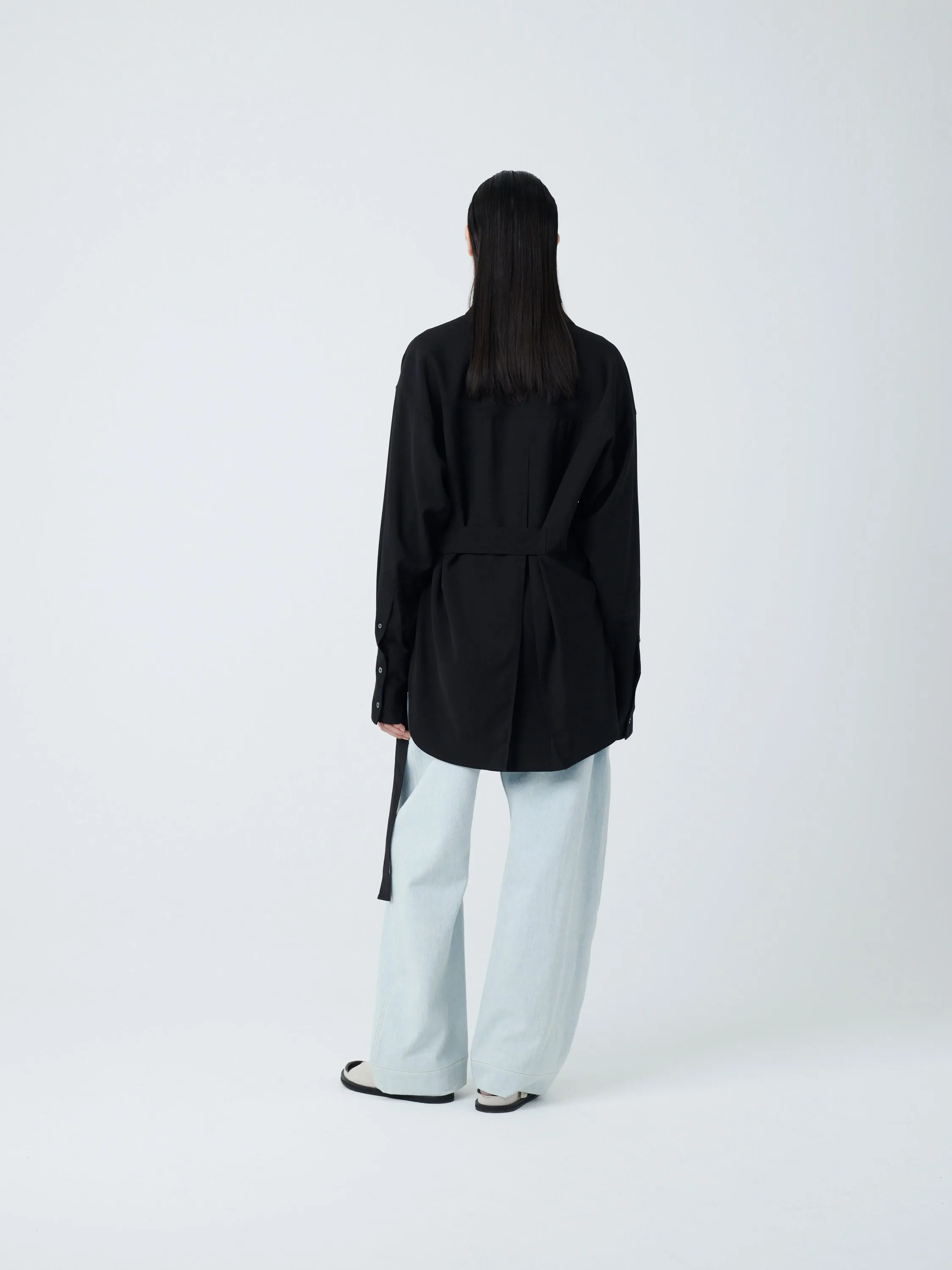 Condell Crepe Shirt in Black sold by Studio Nicholson product image thumbnail 3