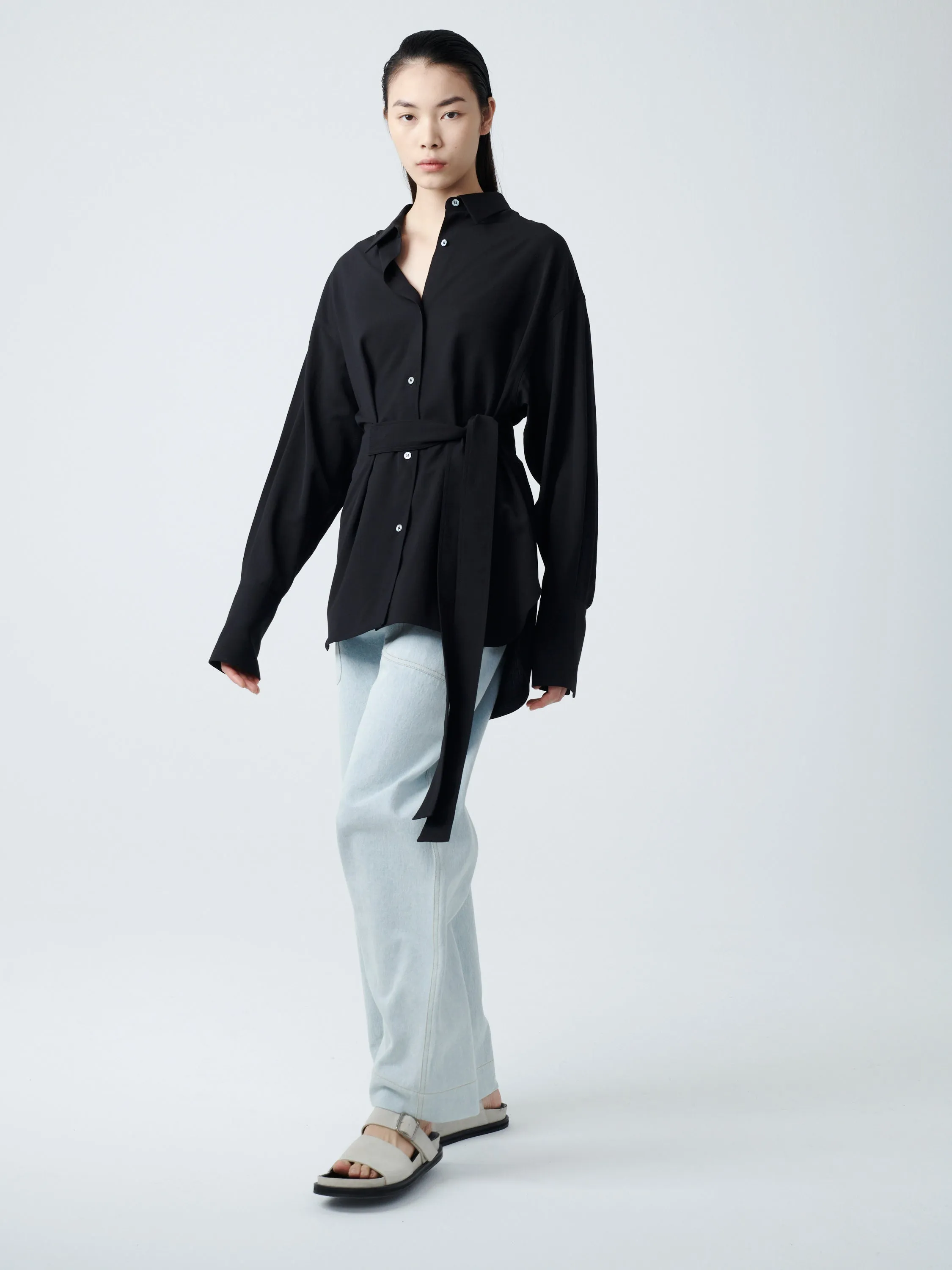 Condell Crepe Shirt in Black sold by Studio Nicholson product image thumbnail 5