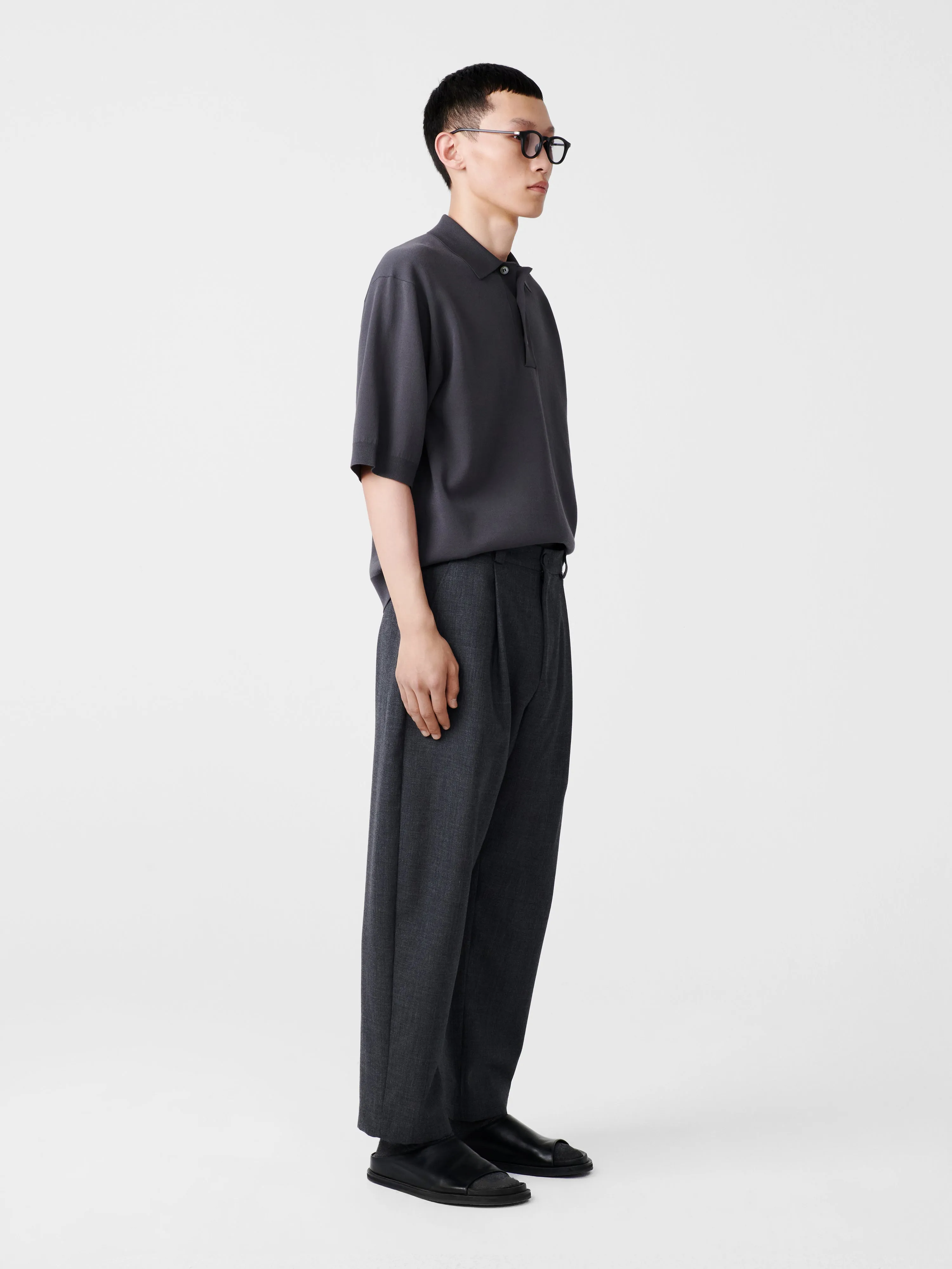 Tuck Tropical Wool Pant in Tarmac sold by Studio Nicholson product image thumbnail 2