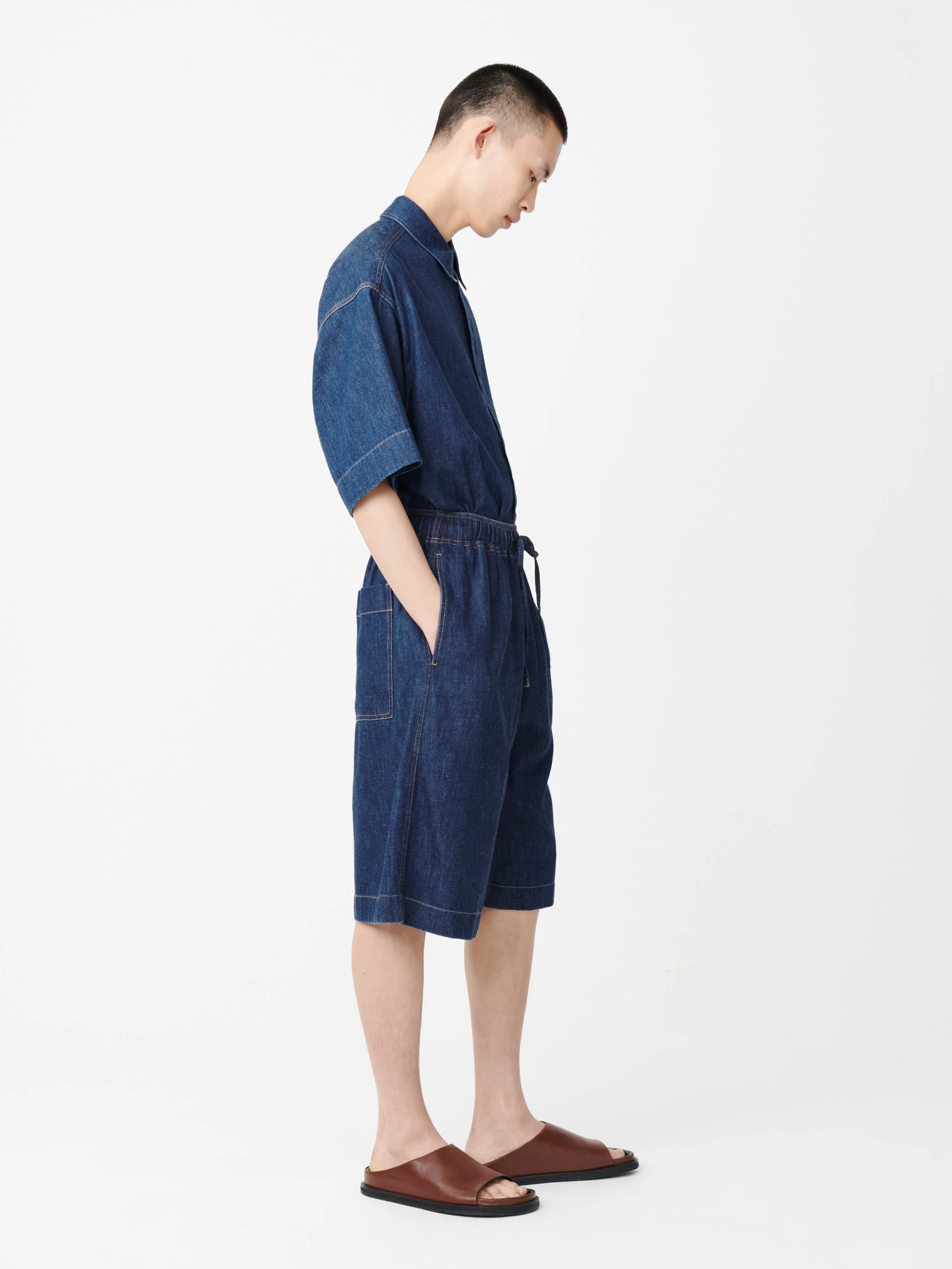 Ossi Denim Short in Indigo sold by Studio Nicholson product image thumbnail 4