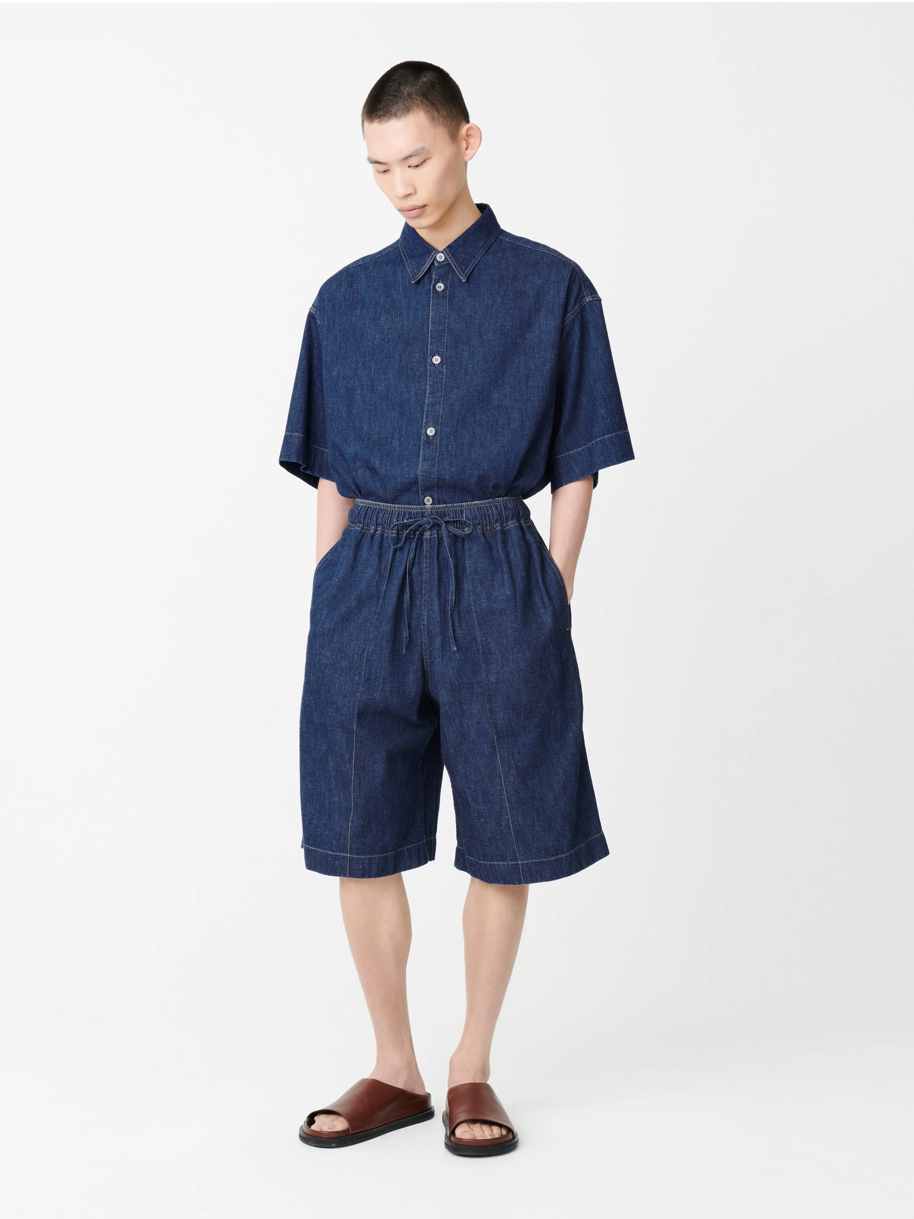Ossi Denim Short in Indigo sold by Studio Nicholson product image thumbnail 3