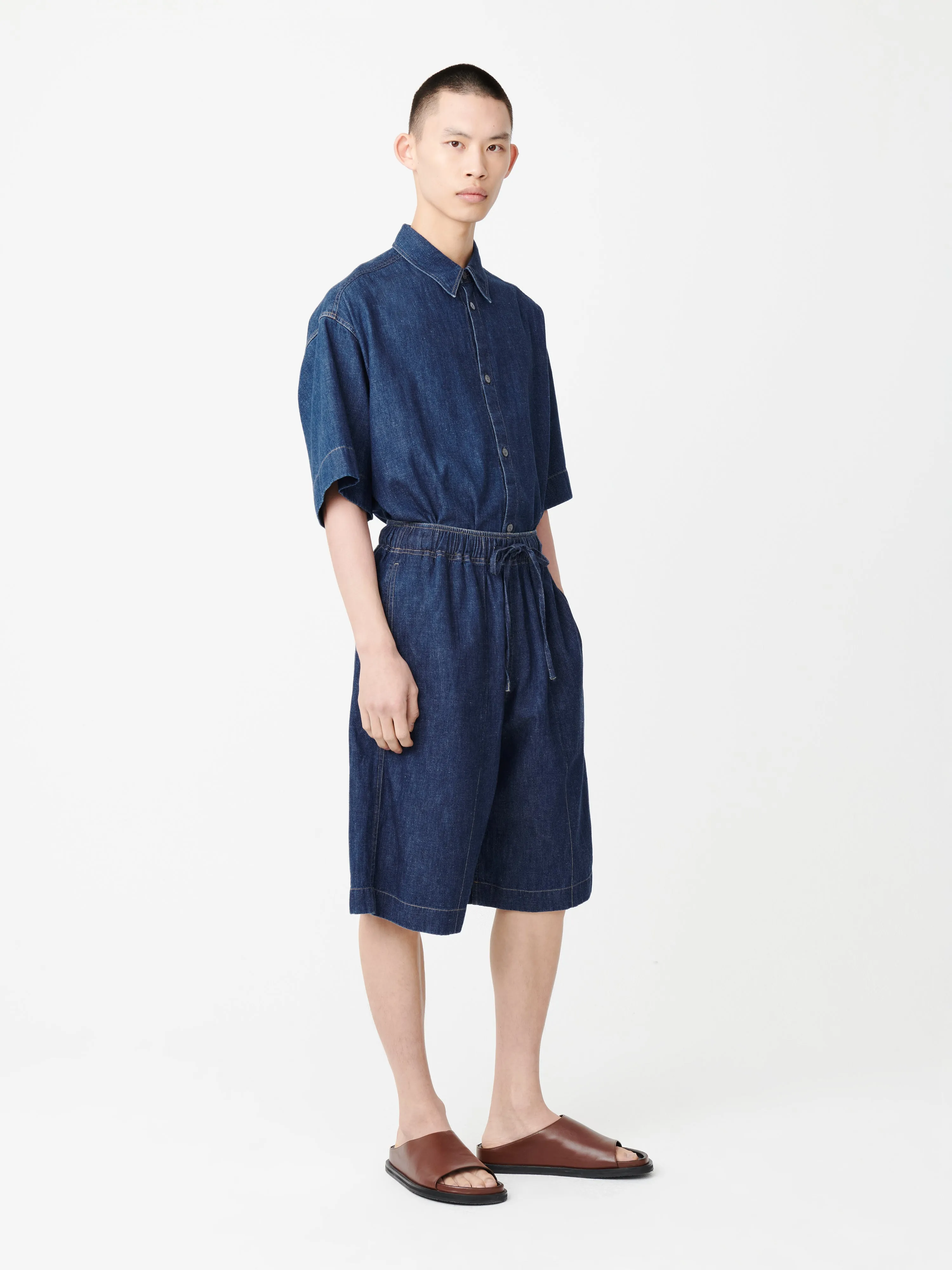 Ossi Denim Short in Indigo sold by Studio Nicholson product image thumbnail 2