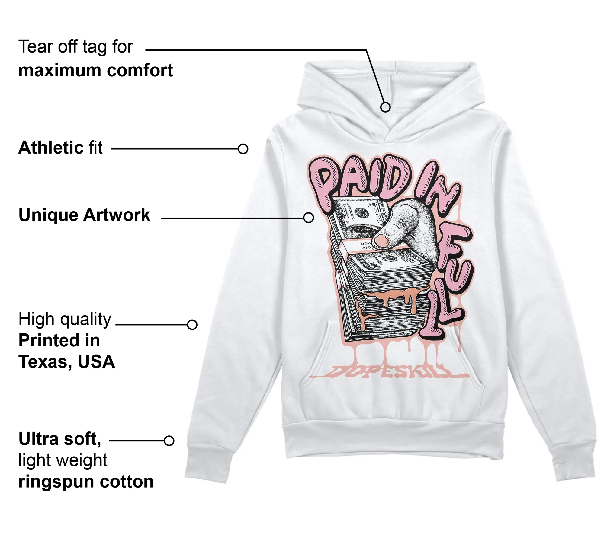 Legend Pink 11s DopeSkill Hoodie Sweatshirt Paid In Full Graphic sold by DopeSkill product image thumbnail 3