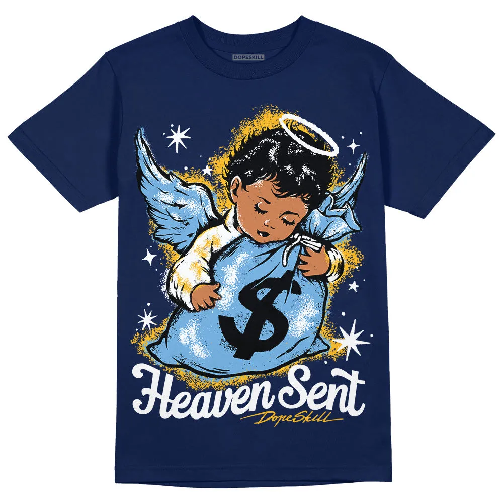 First In Flight 1s DopeSkill Navy T-shirt Heaven Sent Graphic sold by DopeSkill