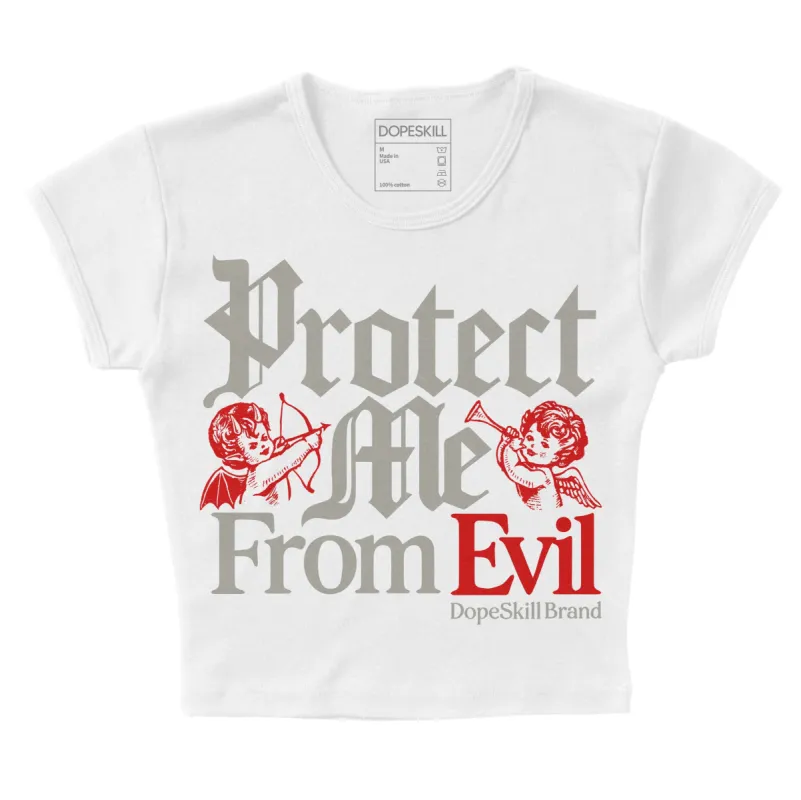 Fire Red 3s DopeSkill Women's Crop Top Protect Me From Evil Graphic sold by DopeSkill
