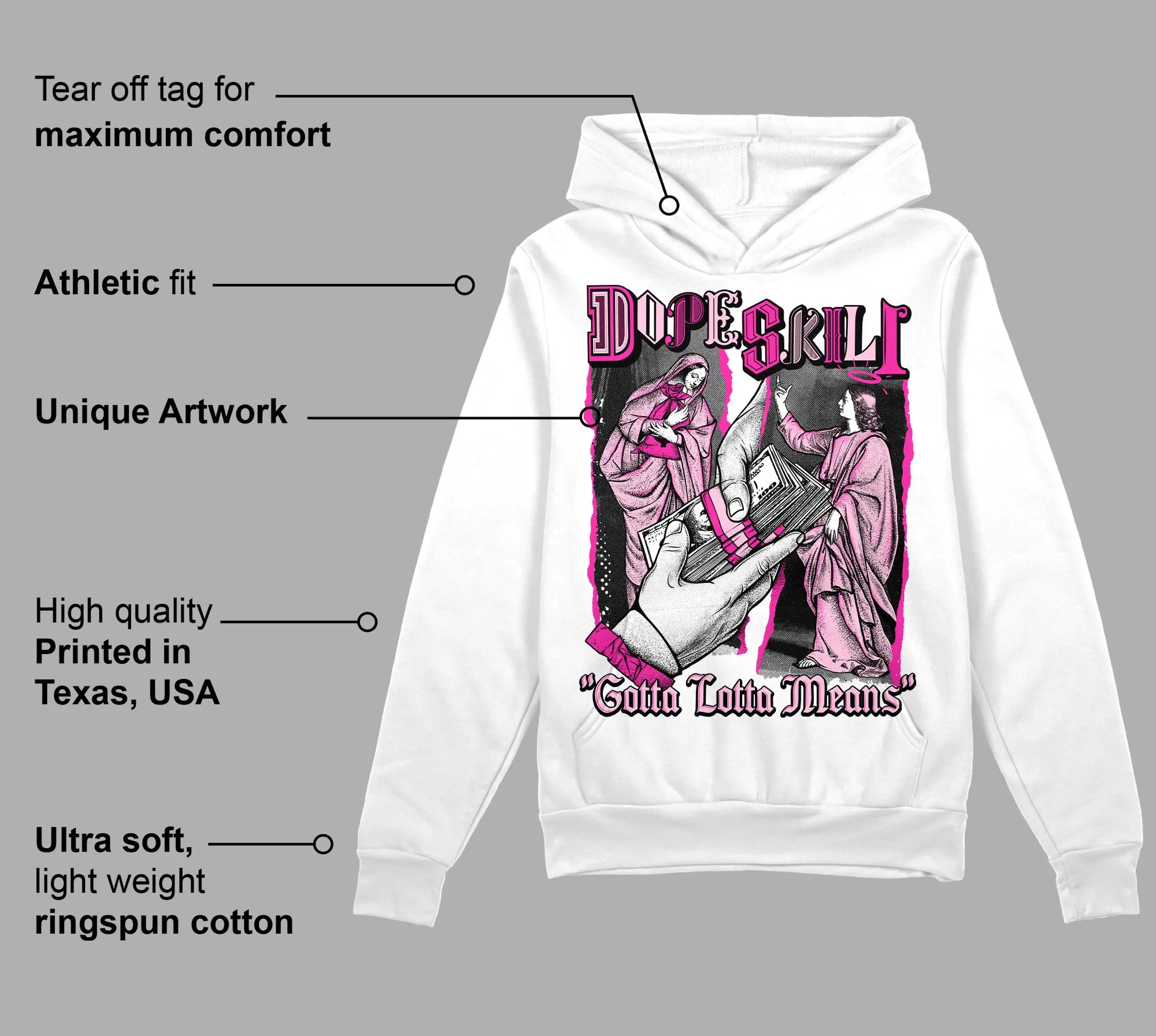 Pink Collection DopeSkill Hoodie Sweatshirt Gotta Lotta Means Graphic sold by DopeSkill product image thumbnail 3