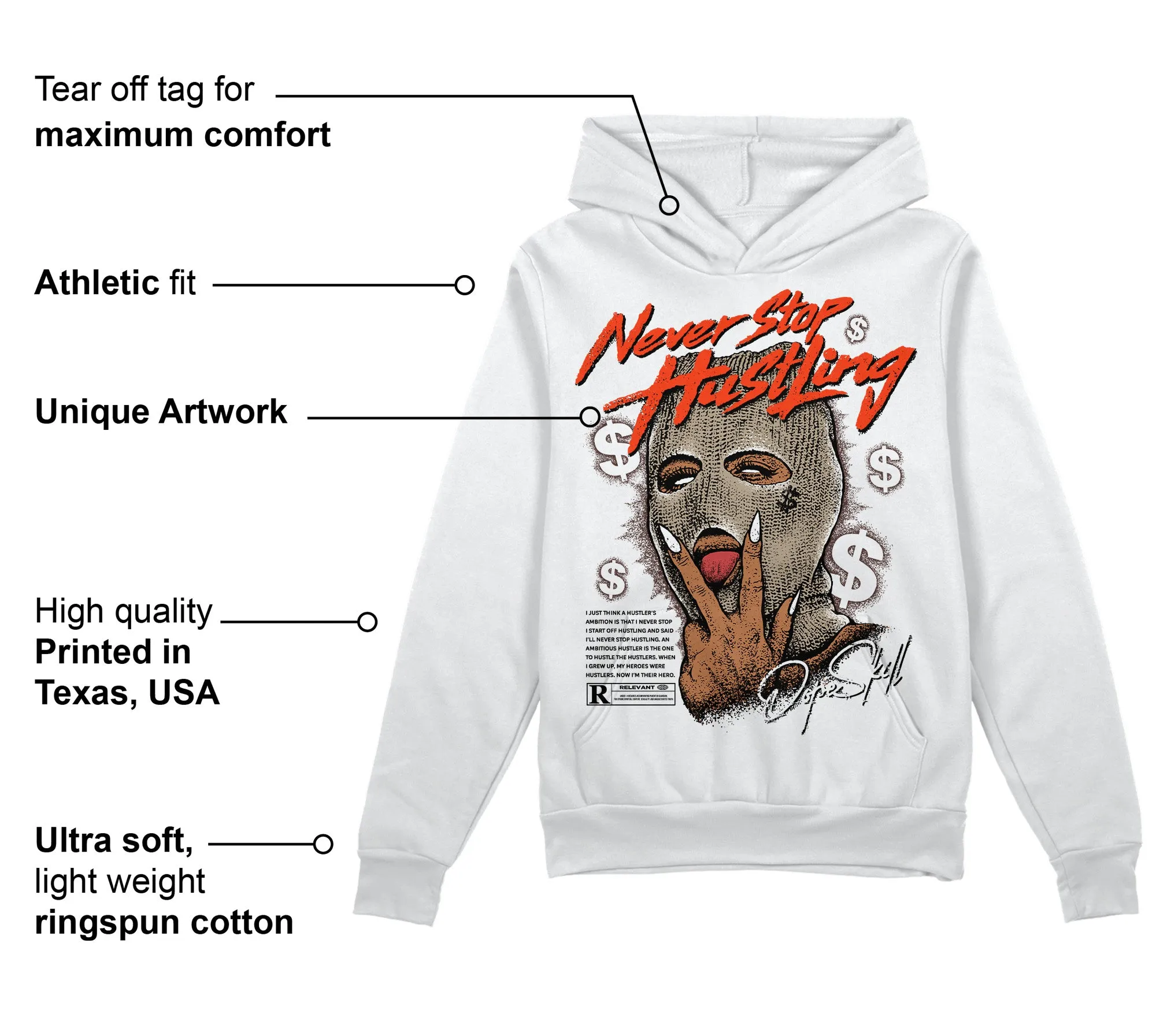 Latte 1s DopeSkill Hoodie Sweatshirt Never Stop Hustling Graphic sold by DopeSkill product image thumbnail 3