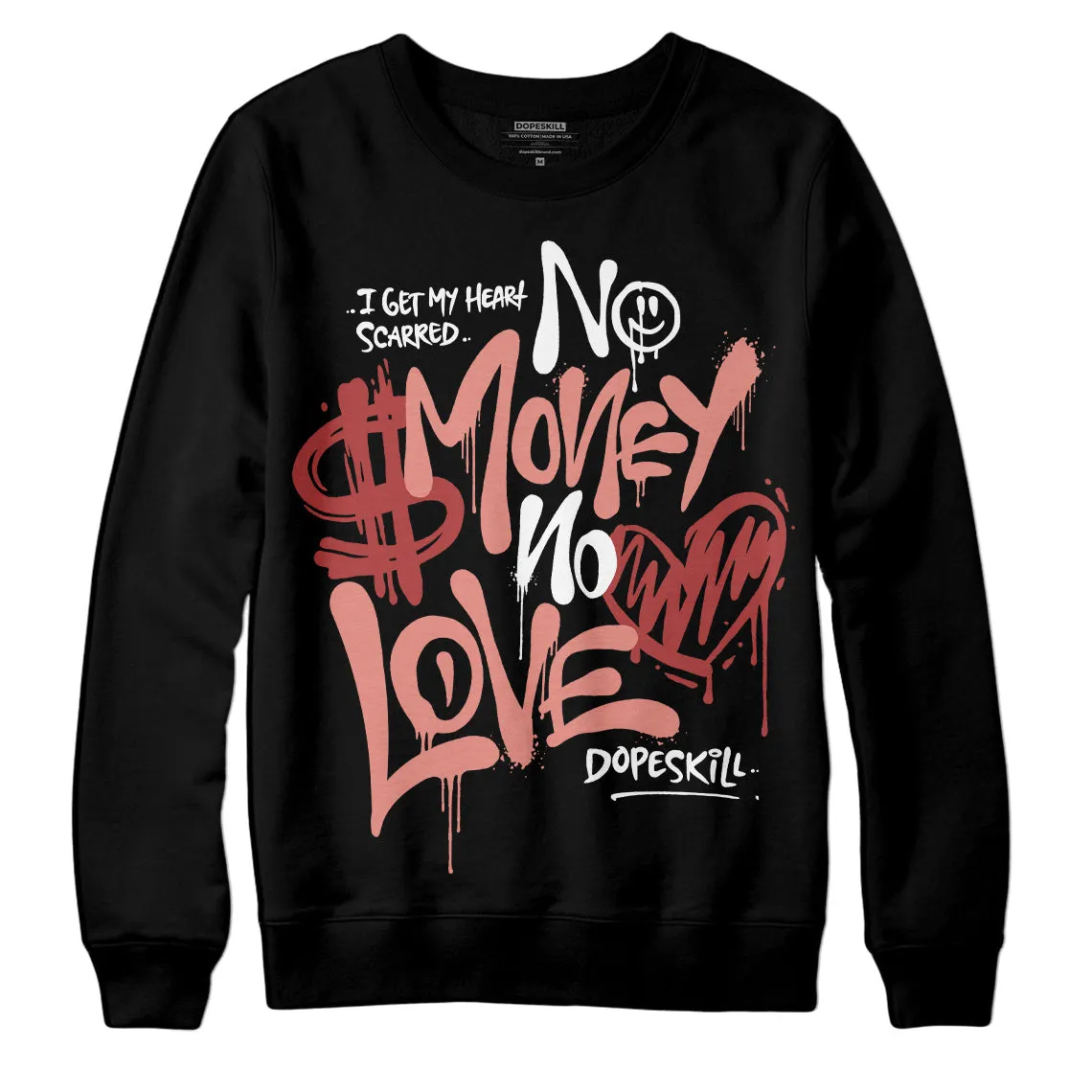 Dune Red 13s DopeSkill Sweatshirt No Money No Love Typo Graphic sold by DopeSkill product image thumbnail 2