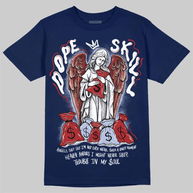 White and Midnight Navy 6s DopeSkill Navy T-shirt Angels Graphic sold by DopeSkill
