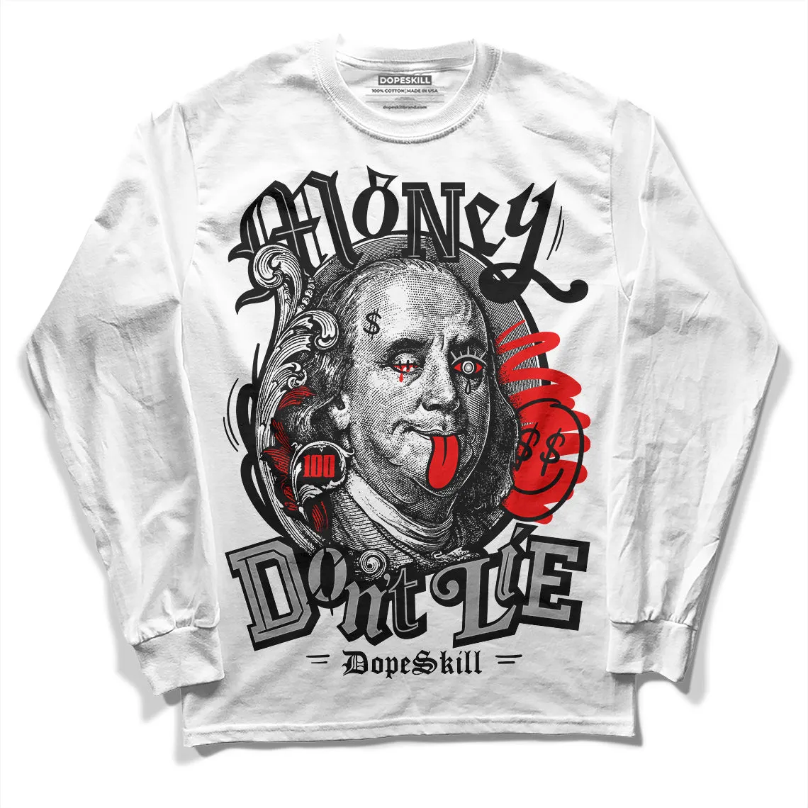 Shadow 1s DopeSkill Long Sleeve T-Shirt Money Don't Lie Graphic sold by DopeSkill product image thumbnail 2