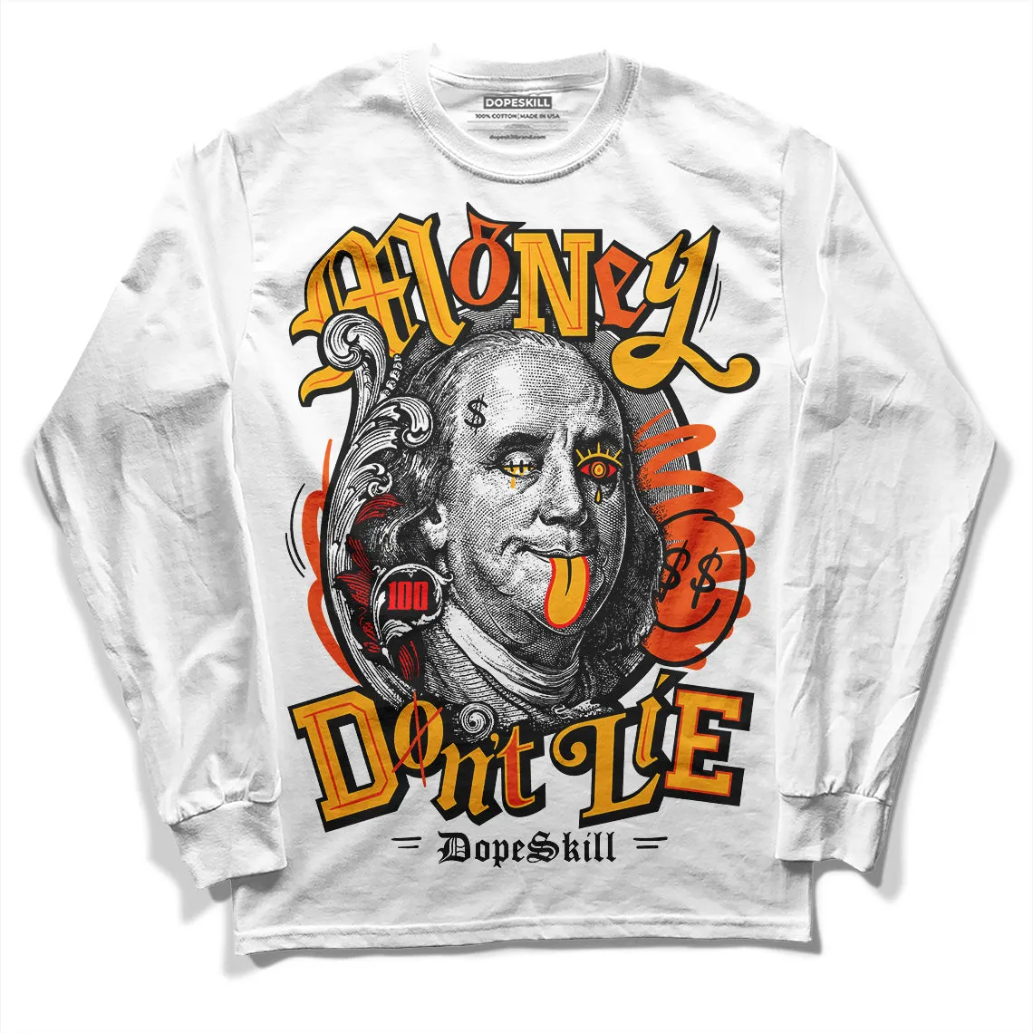 Goldenrod Dunk DopeSkill Long Sleeve T-Shirt Money Don't Lie Graphic sold by DopeSkill product image thumbnail 2