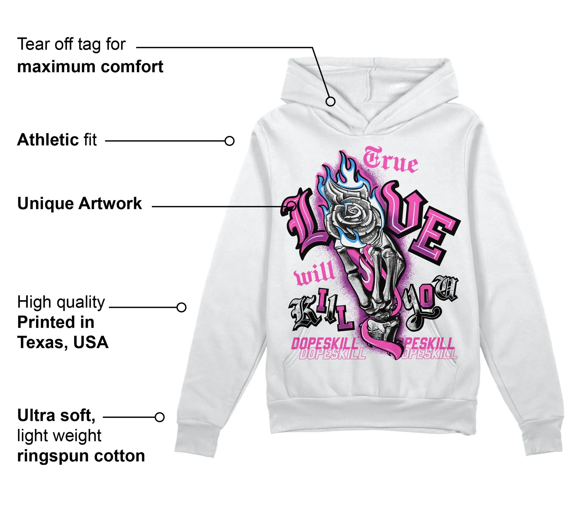 Hyper Violet 4s DopeSkill Hoodie Sweatshirt True Love Will Kill You Graphic sold by DopeSkill product image thumbnail 3