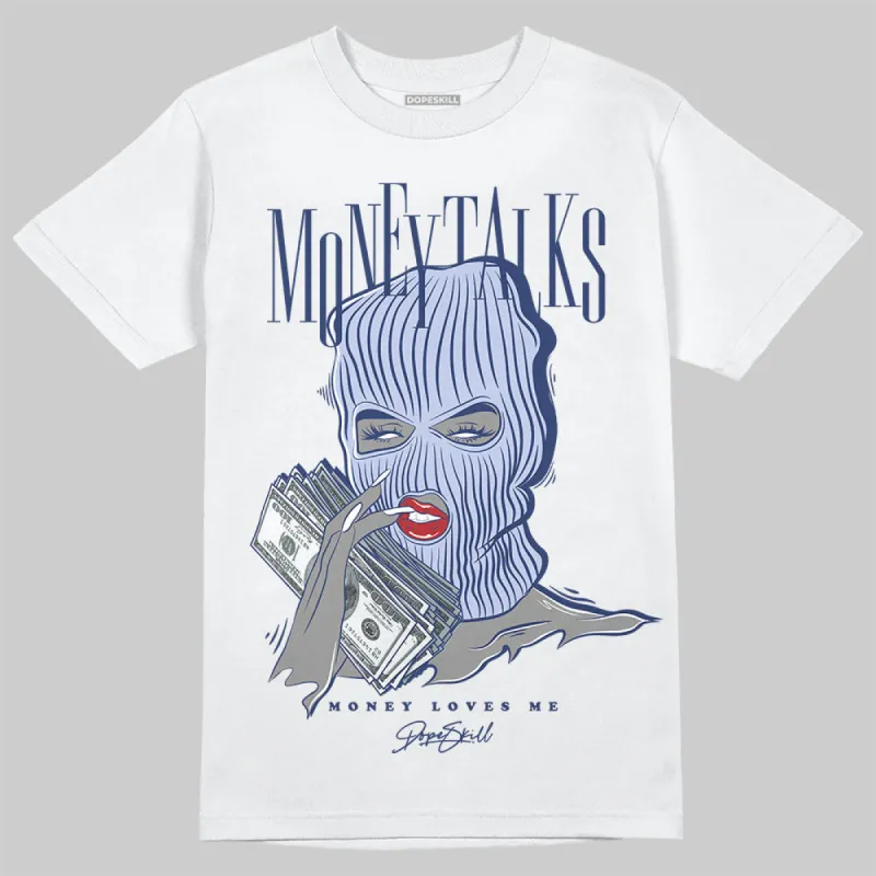 White and Midnight Navy 6s DopeSkill T-Shirt Money Talks Graphic sold by DopeSkill