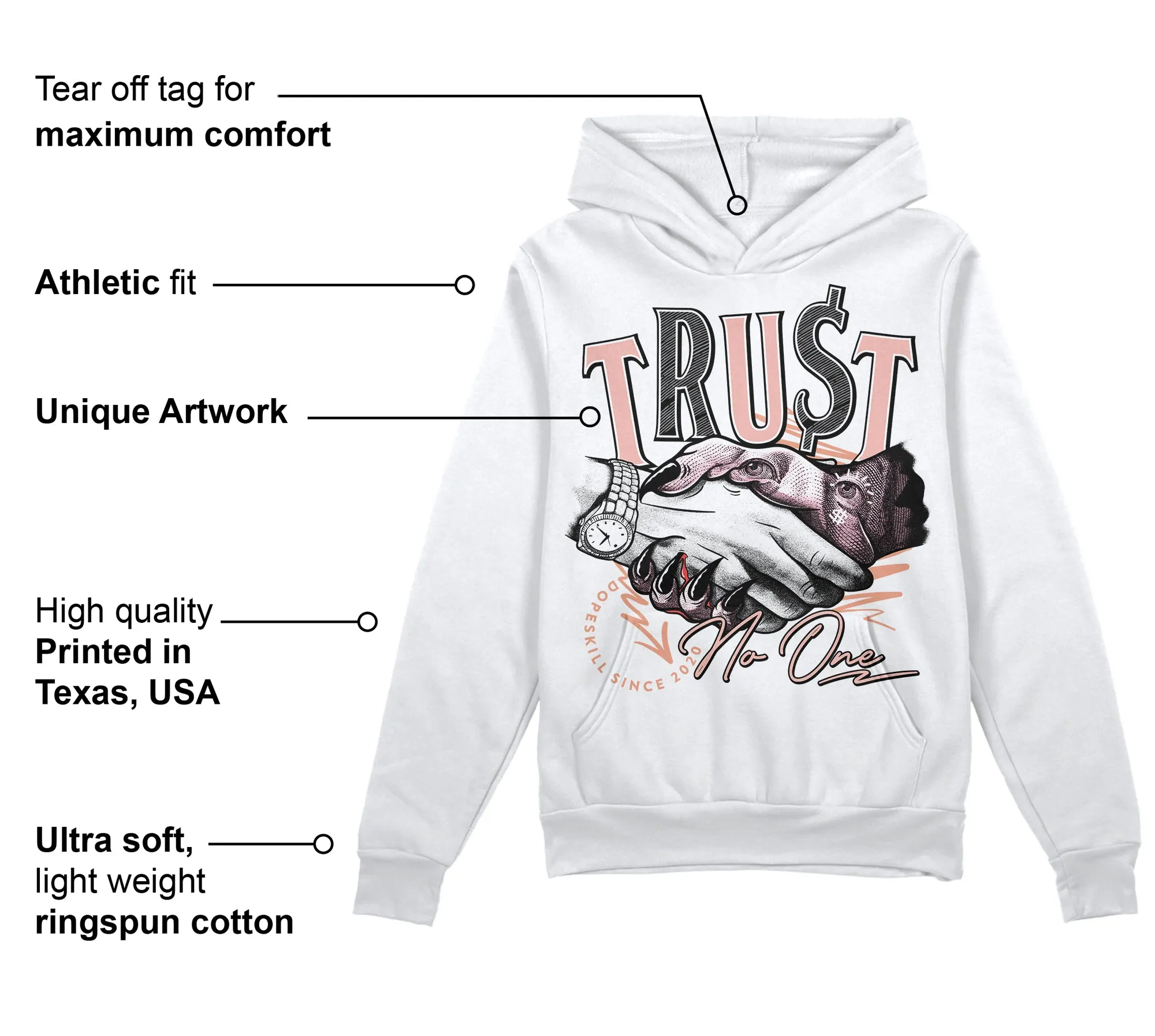 Legend Pink 11s DopeSkill Hoodie Sweatshirt Trust No One Graphic sold by DopeSkill product image thumbnail 3