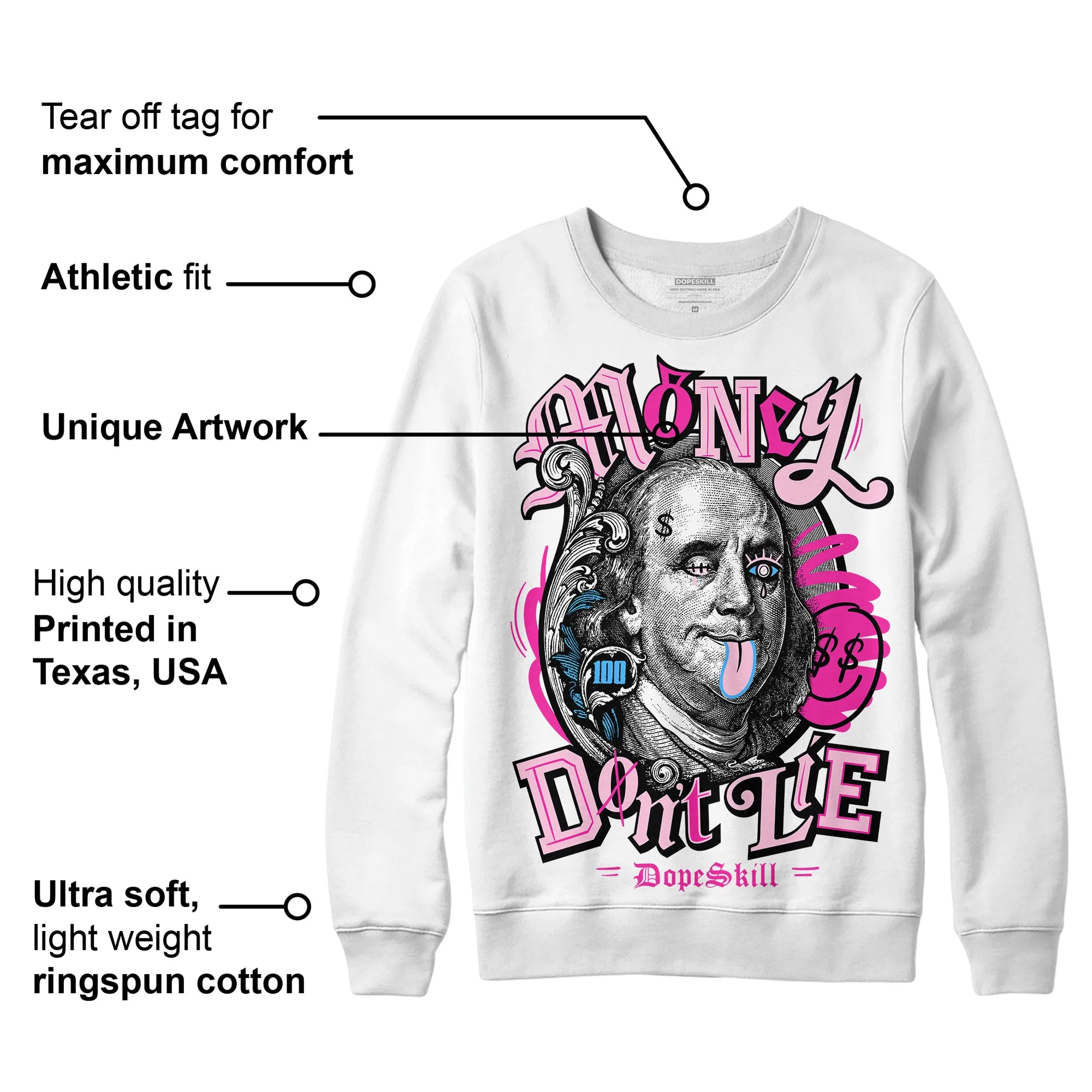 Pink Collection DopeSkill Sweatshirt Money Don't Lie Graphic sold by DopeSkill product image thumbnail 3
