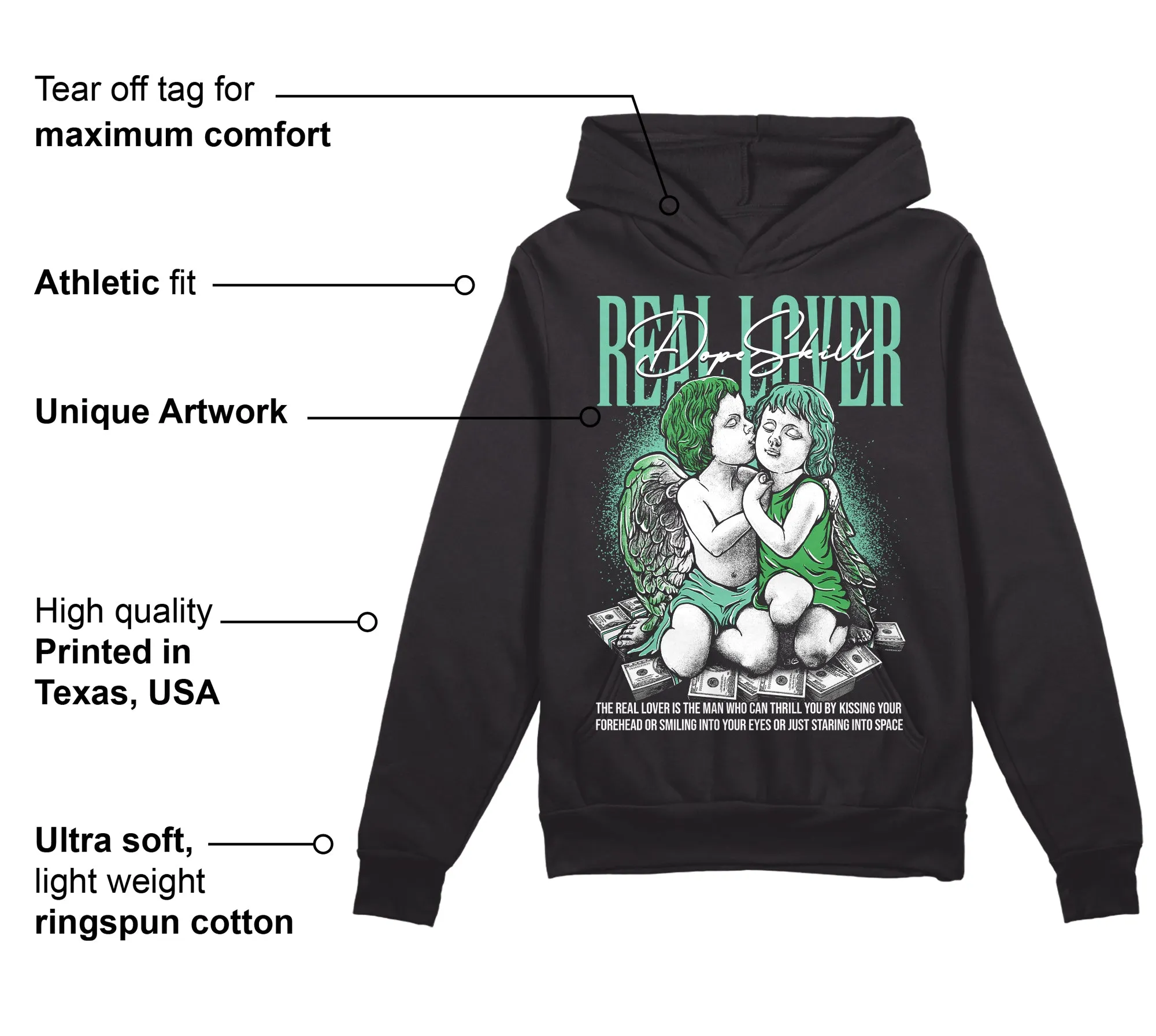 Green Glow 1s DopeSkill Hoodie Sweatshirt Real Lover Graphic sold by DopeSkill product image thumbnail 3