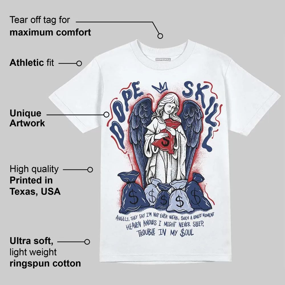 White and Midnight Navy 6s DopeSkill T-Shirt Angels Graphic sold by DopeSkill product image thumbnail 3
