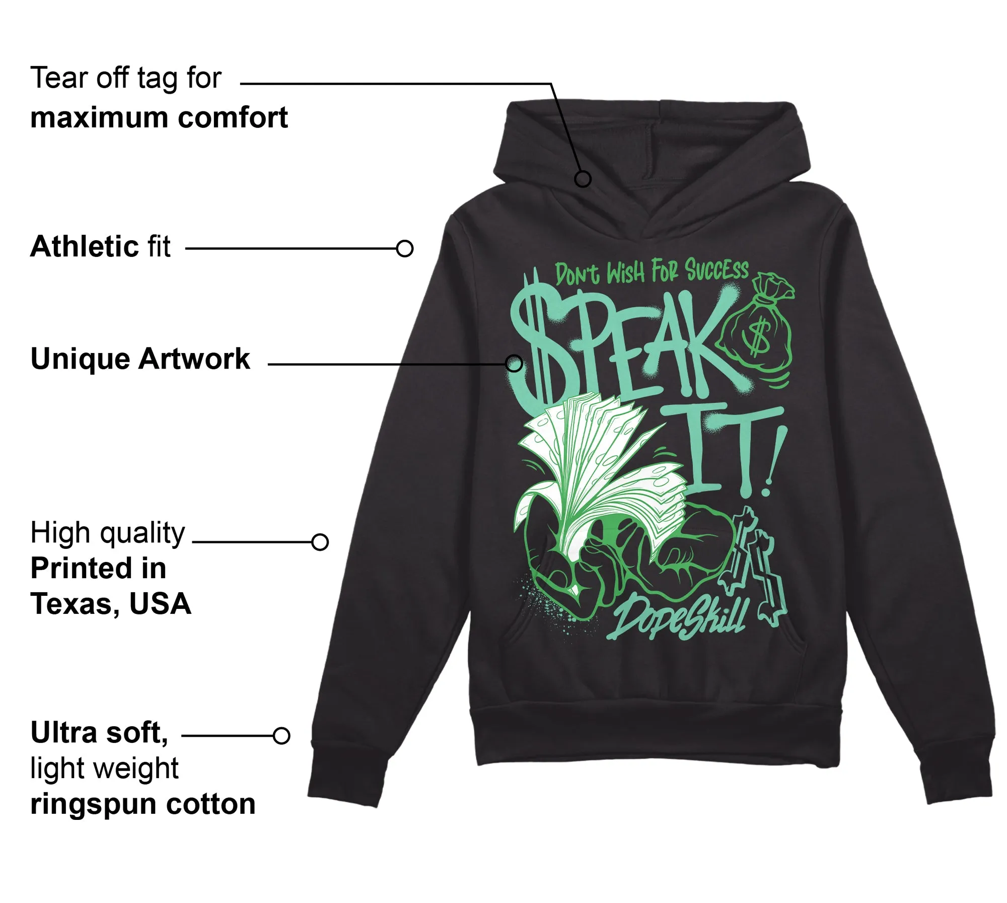 Green Glow 1s DopeSkill Hoodie Sweatshirt Speak It Graphic sold by DopeSkill product image thumbnail 3