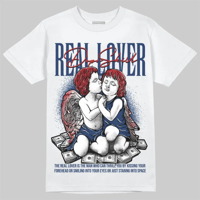 White and Midnight Navy 6s DopeSkill T-Shirt Real Lover Graphic sold by DopeSkill