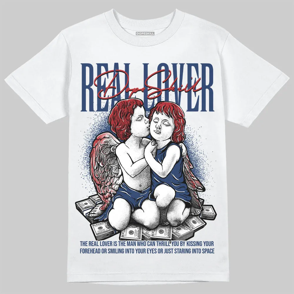 White and Midnight Navy 6s DopeSkill T-Shirt Real Lover Graphic sold by DopeSkill