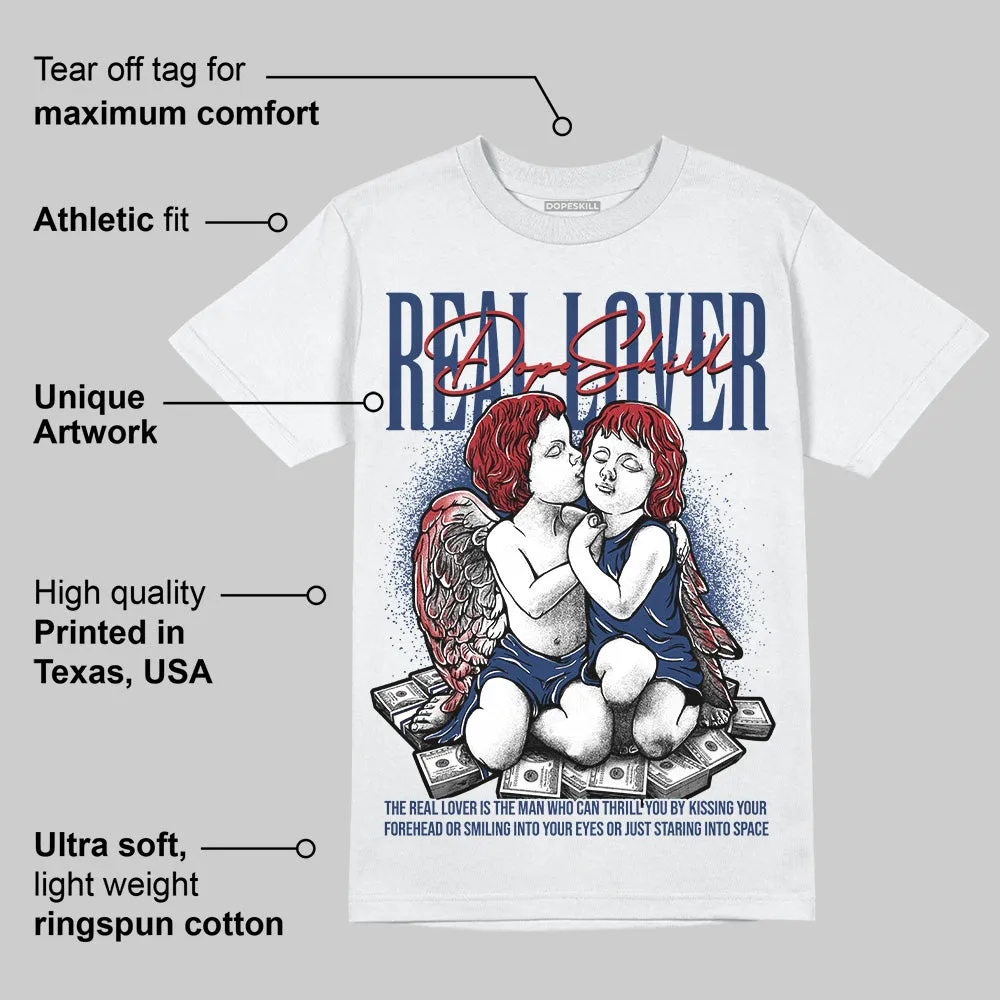 White and Midnight Navy 6s DopeSkill T-Shirt Real Lover Graphic sold by DopeSkill product image thumbnail 3