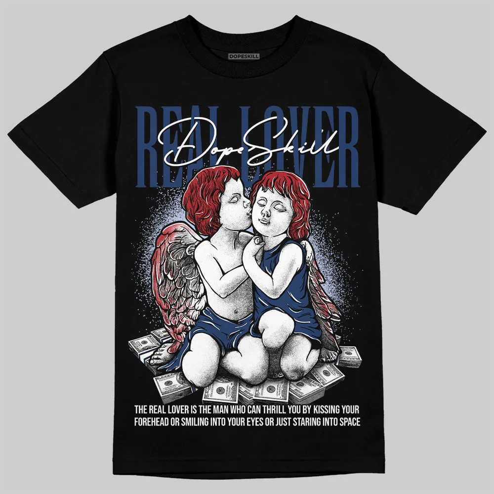 White and Midnight Navy 6s DopeSkill T-Shirt Real Lover Graphic sold by DopeSkill product image thumbnail 2