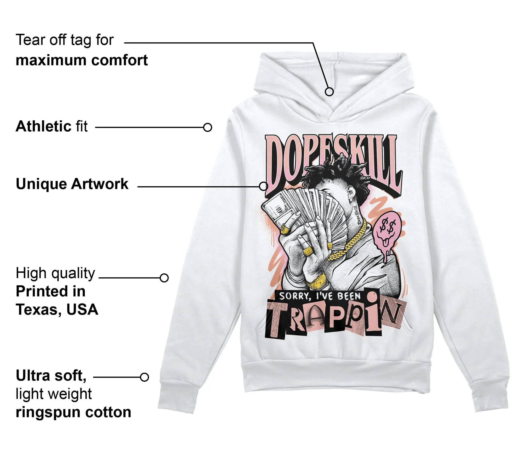 Legend Pink 11s DopeSkill Hoodie Sweatshirt Sorry I've Been Trappin Graphic sold by DopeSkill product image thumbnail 3