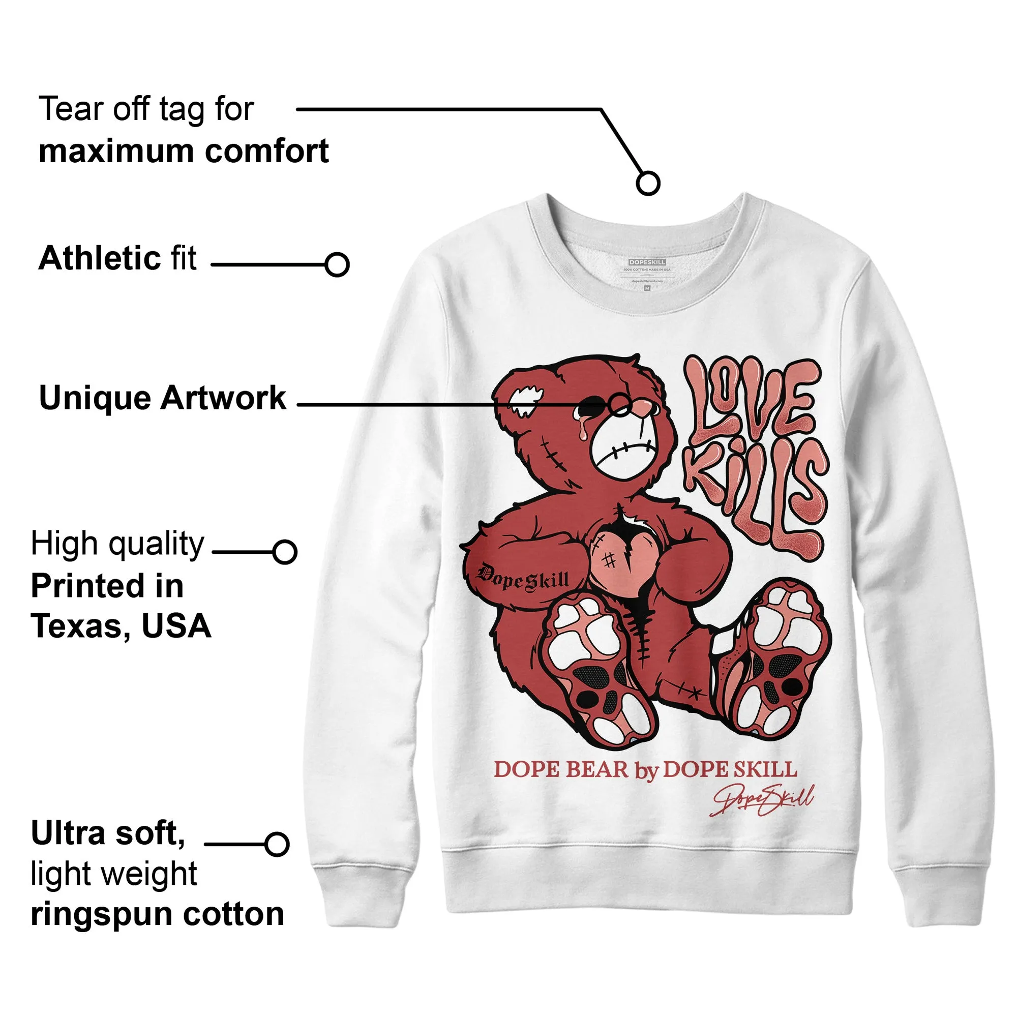 Dune Red 13s DopeSkill Sweatshirt Love Kills Graphic sold by DopeSkill product image thumbnail 3