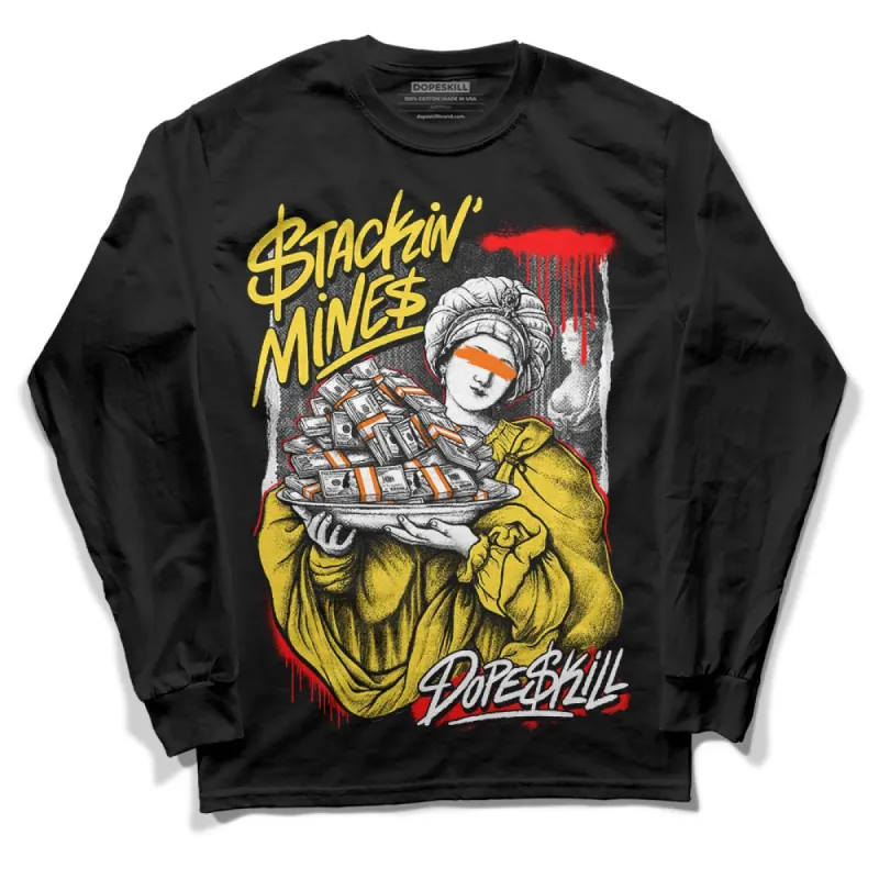 Black Tour Yellow AJ 4 Thunder DopeSkill Long Sleeve T-Shirt Stackin Mines Graphic sold by DopeSkill