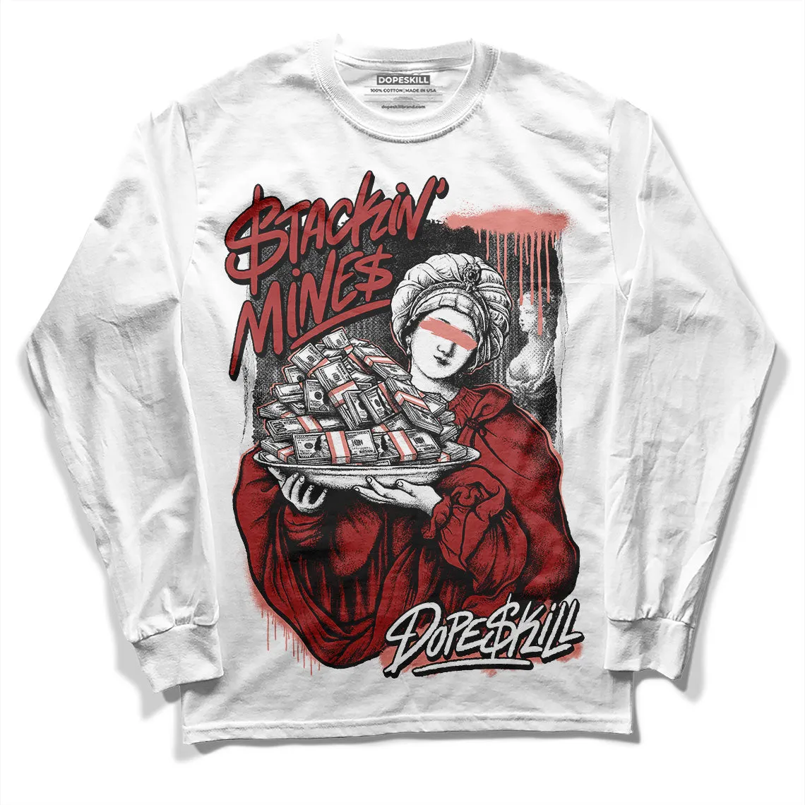 Dune Red 13s DopeSkill Long Sleeve T-Shirt Stackin Mines Graphic sold by DopeSkill