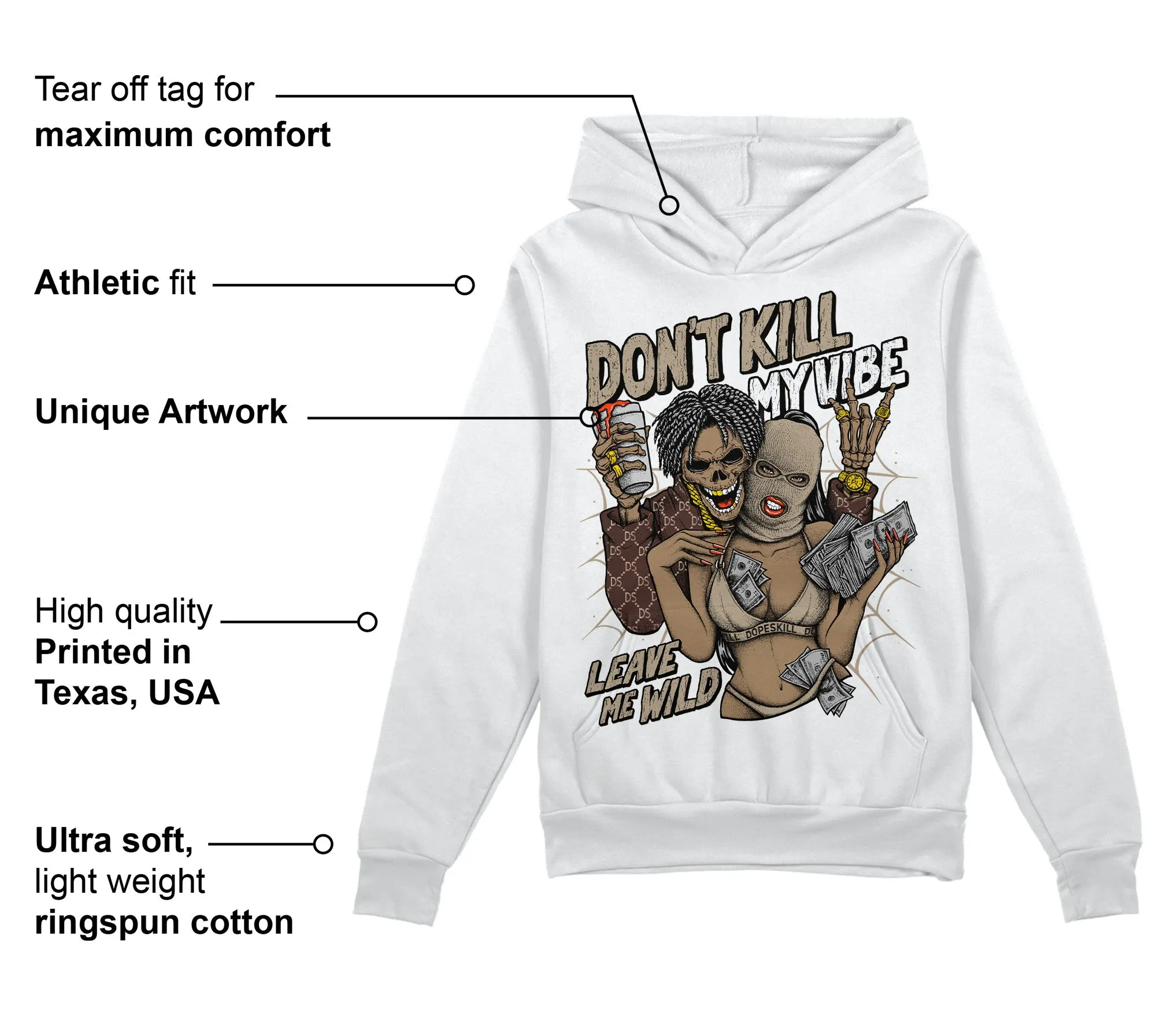 Latte 1s DopeSkill Hoodie Sweatshirt Don't Kill My Vibe Graphic sold by DopeSkill product image thumbnail 3