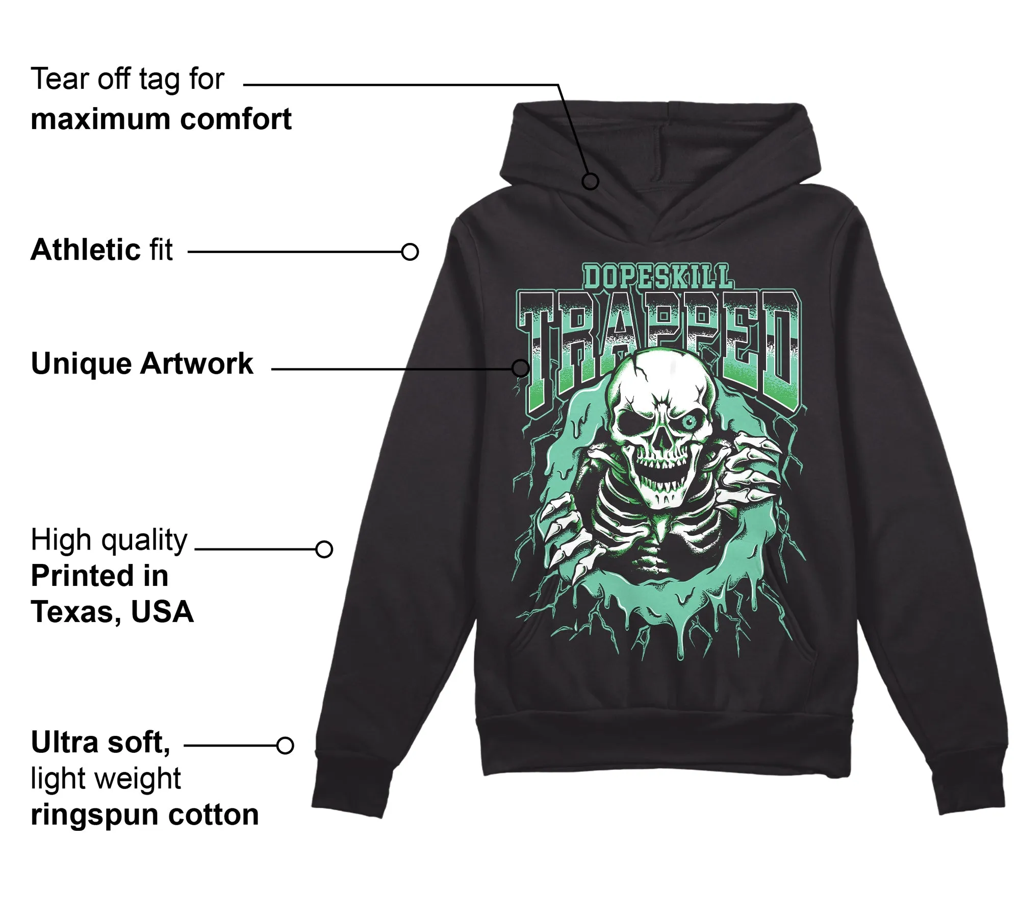 Green Glow 1s DopeSkill Hoodie Sweatshirt Trapped Halloween Graphic sold by DopeSkill product image thumbnail 3