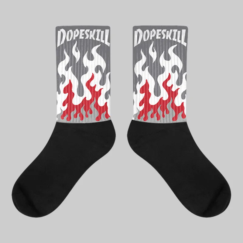Cement Grey 3s DopeSkill Sublimated Socks FIRE Graphic sold by DopeSkill