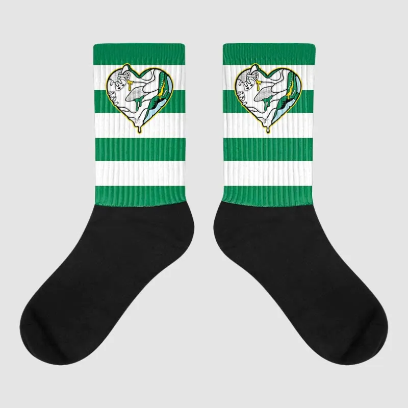 Lucky Green 5s DopeSkill Sublimated Socks Horizontal Stripes Graphic sold by DopeSkill