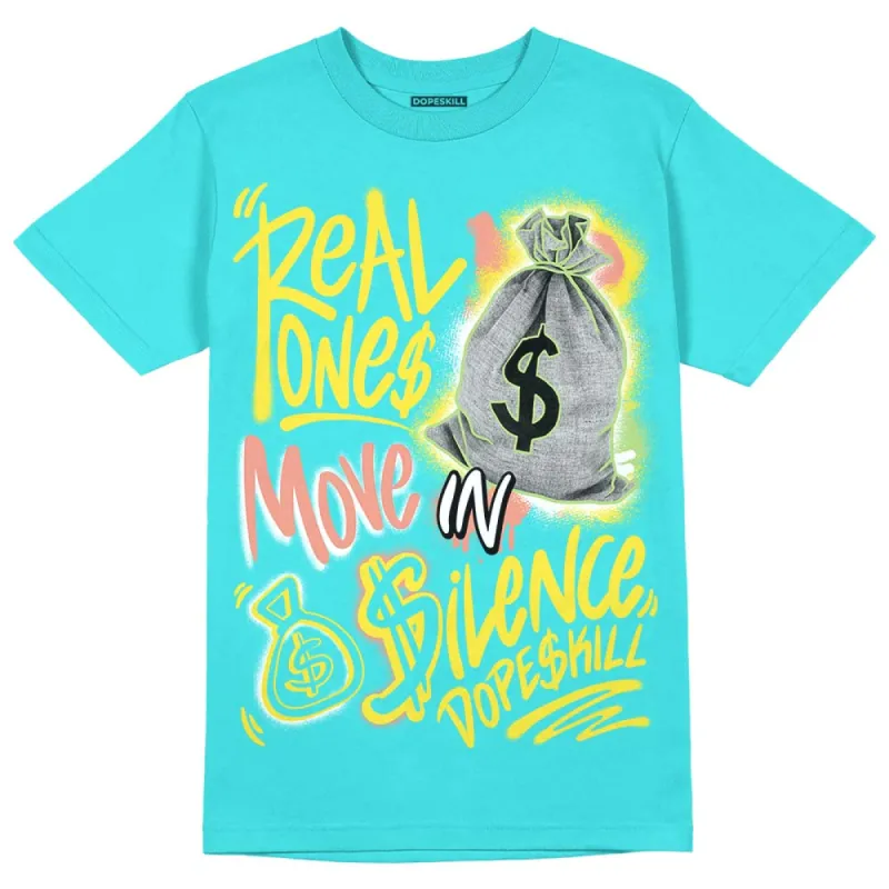 Cyan Burst 9060 DopeSkill Virtual Blue T-Shirt Real Ones Move In Silence Graphic sold by DopeSkill