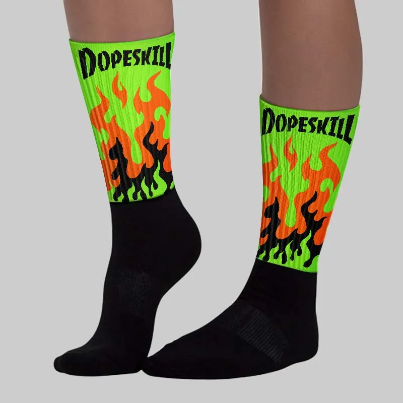 Neon Green Collection DopeSkill Sublimated Socks FIRE Graphic sold by DopeSkill product image thumbnail 3