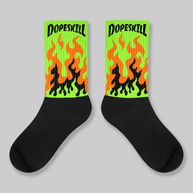 Neon Green Collection DopeSkill Sublimated Socks FIRE Graphic sold by DopeSkill