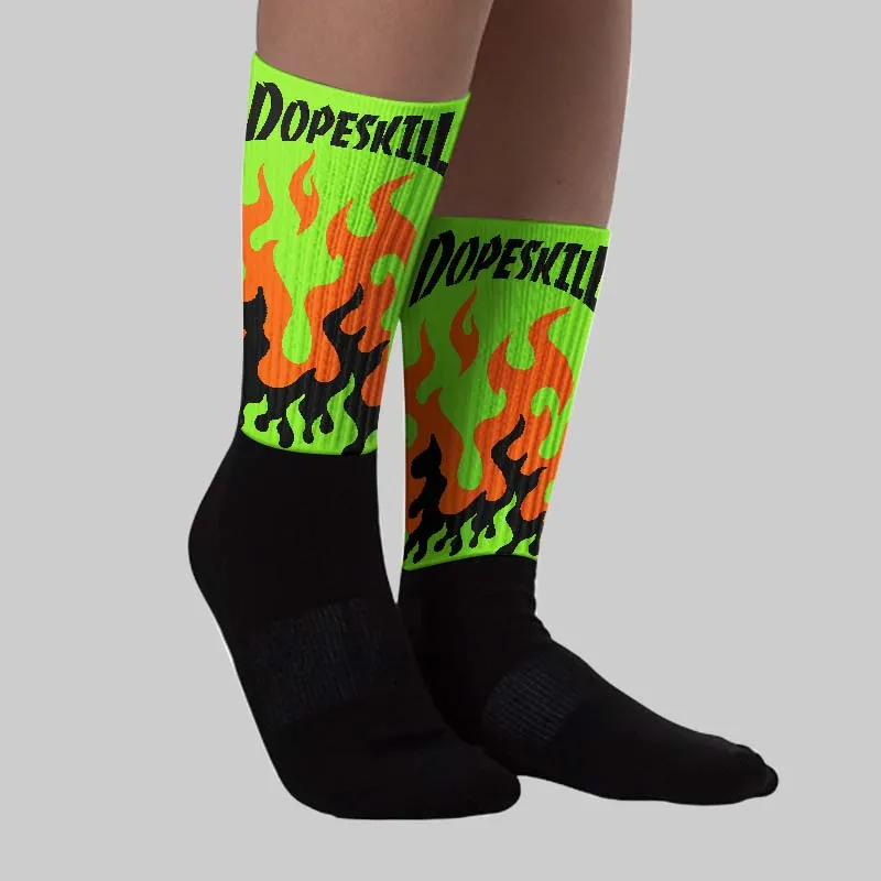 Neon Green Collection DopeSkill Sublimated Socks FIRE Graphic sold by DopeSkill product image thumbnail 2