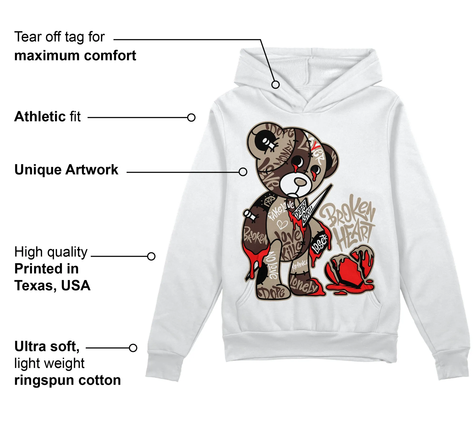 Latte 1s DopeSkill Hoodie Sweatshirt Broken Heart Graphic sold by DopeSkill product image thumbnail 3