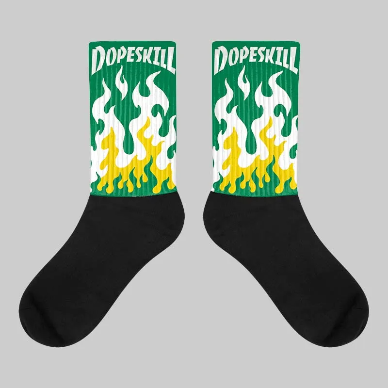 Lucky Green 5s DopeSkill Sublimated Socks FIRE Graphic sold by DopeSkill