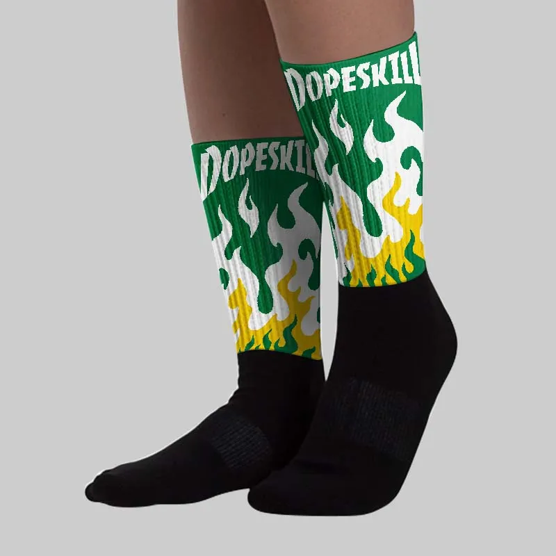 Lucky Green 5s DopeSkill Sublimated Socks FIRE Graphic sold by DopeSkill product image thumbnail 3