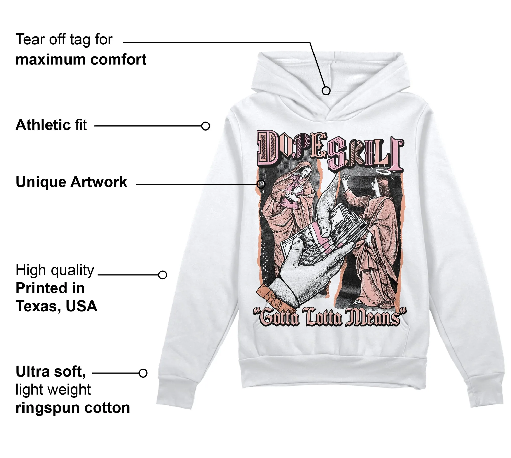 Legend Pink 11s DopeSkill Hoodie Sweatshirt Gotta Lotta Means Graphic sold by DopeSkill product image thumbnail 3