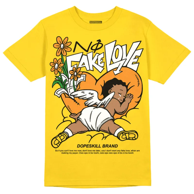 Vivid Sulfur 4s DopeSkill Yellow T-shirt No Fake Love Graphic sold by DopeSkill