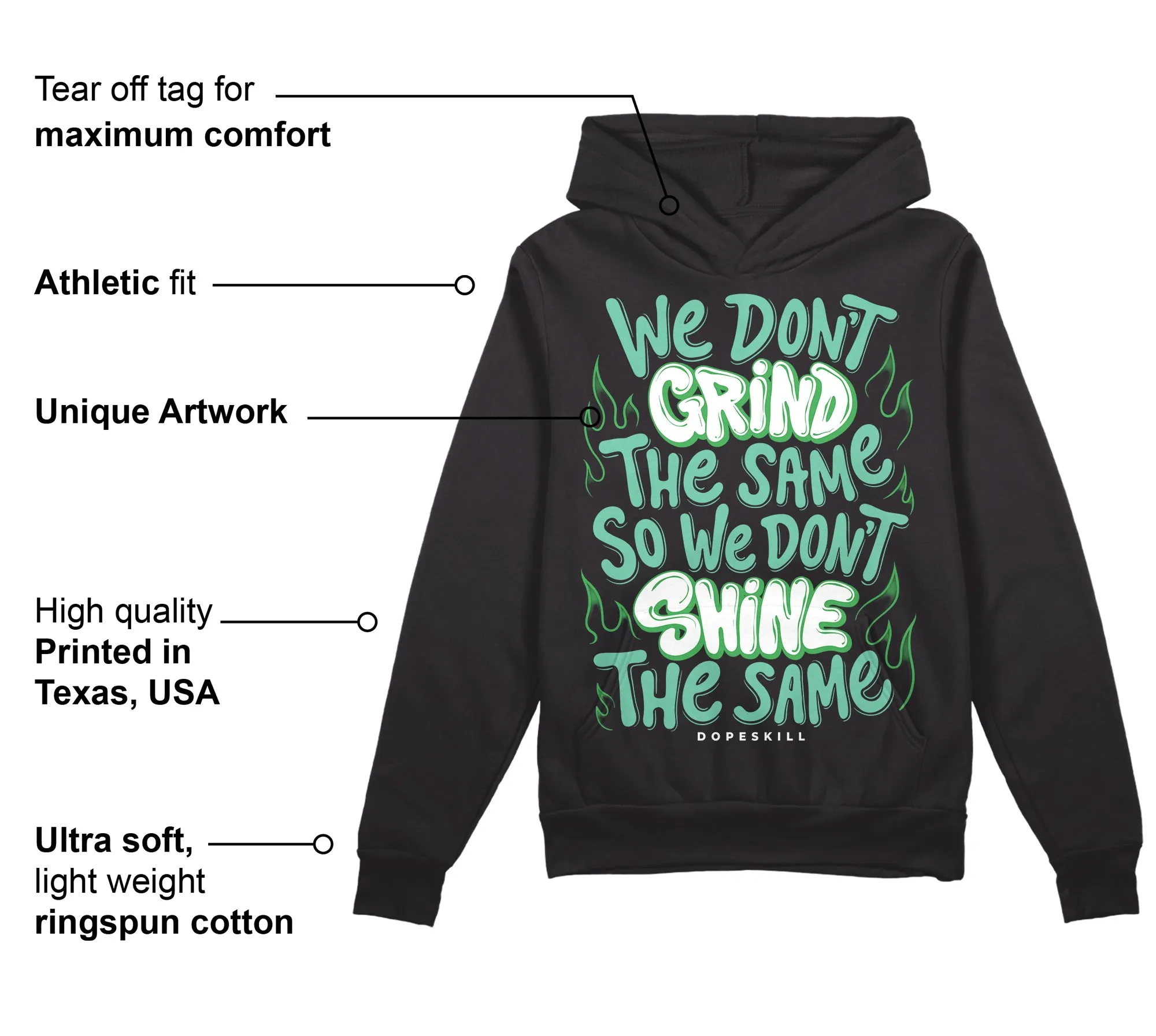Green Glow 1s DopeSkill Hoodie Sweatshirt Grind Shine Graphic sold by DopeSkill product image thumbnail 3