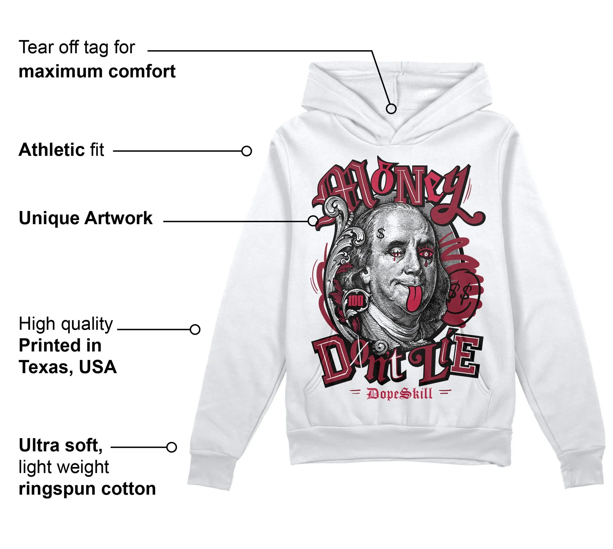 85 Metallic Burgundy 1s DopeSkill Hoodie Sweatshirt Money Don't Lie Graphic sold by DopeSkill product image thumbnail 3